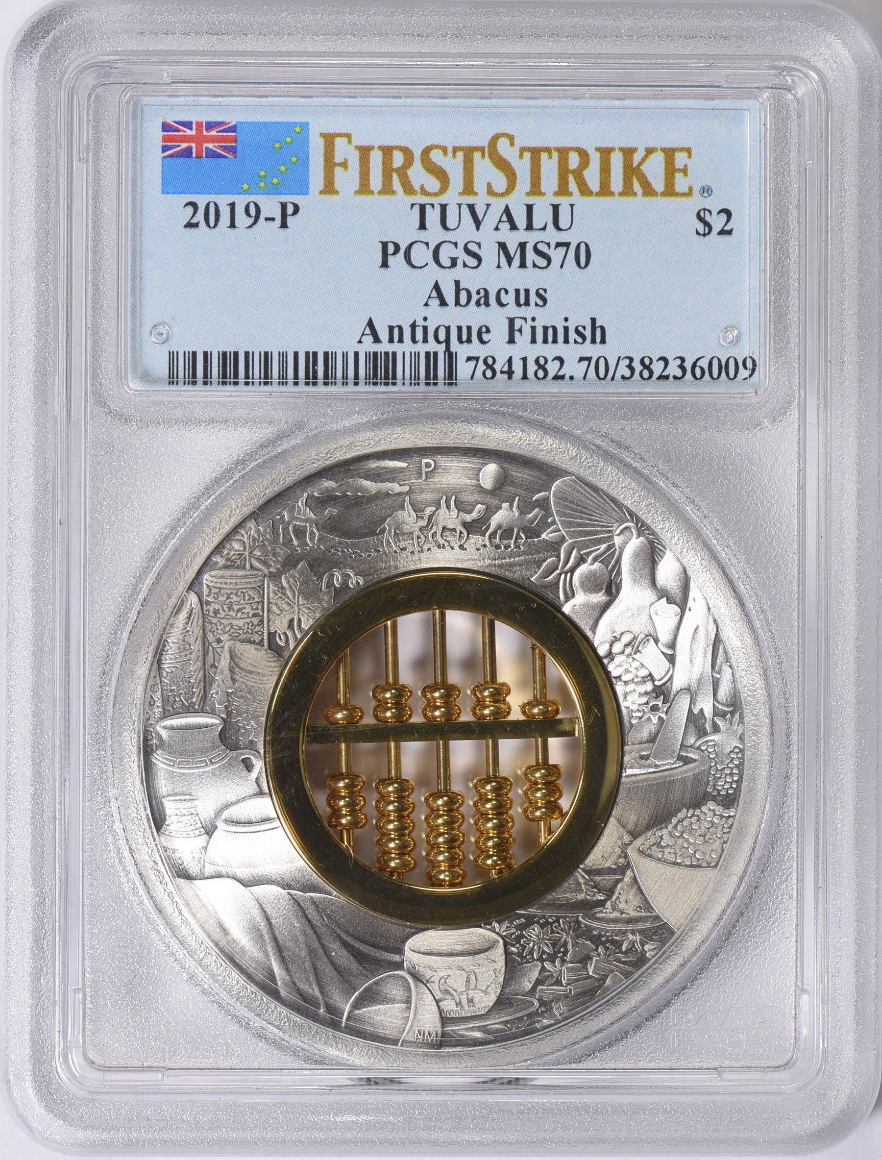 Tuvalu 2019-P Silver $2 Abacus First Strike PCGS MS-70 (ASW = 1.98 Tuvalu 2019-P Silver $2 Abacus First Strike PCGS MS-70 (ASW = 1.98