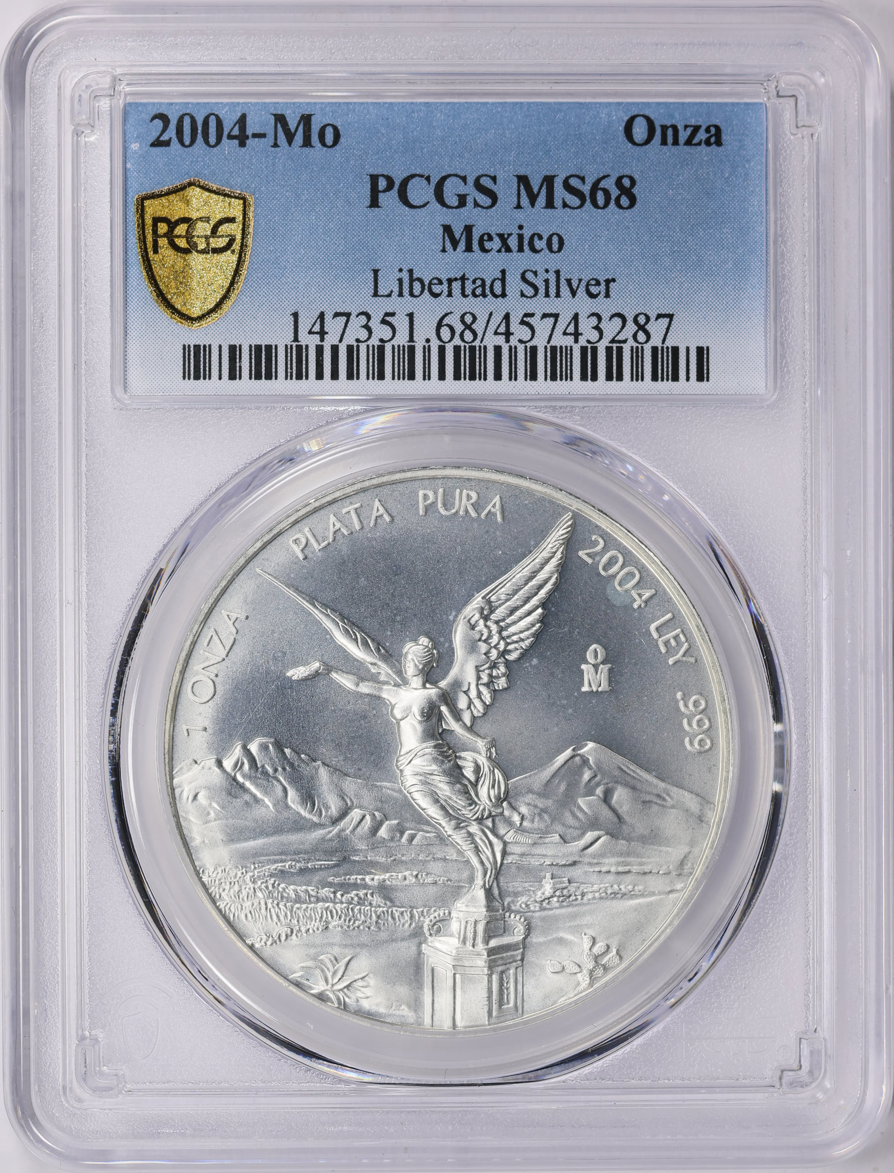 なら・シルクロード博記念　1988 　メダル Mexico 2004-Mo Silver Onza Libertad KM-639 PCGS MS-68 (Item