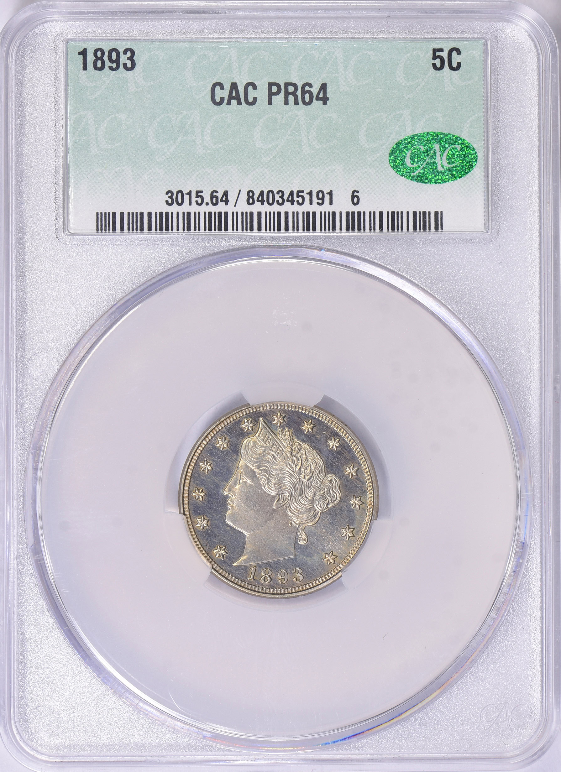 1893 Liberty Nickel CACG Proof-64 (Item 1701487
