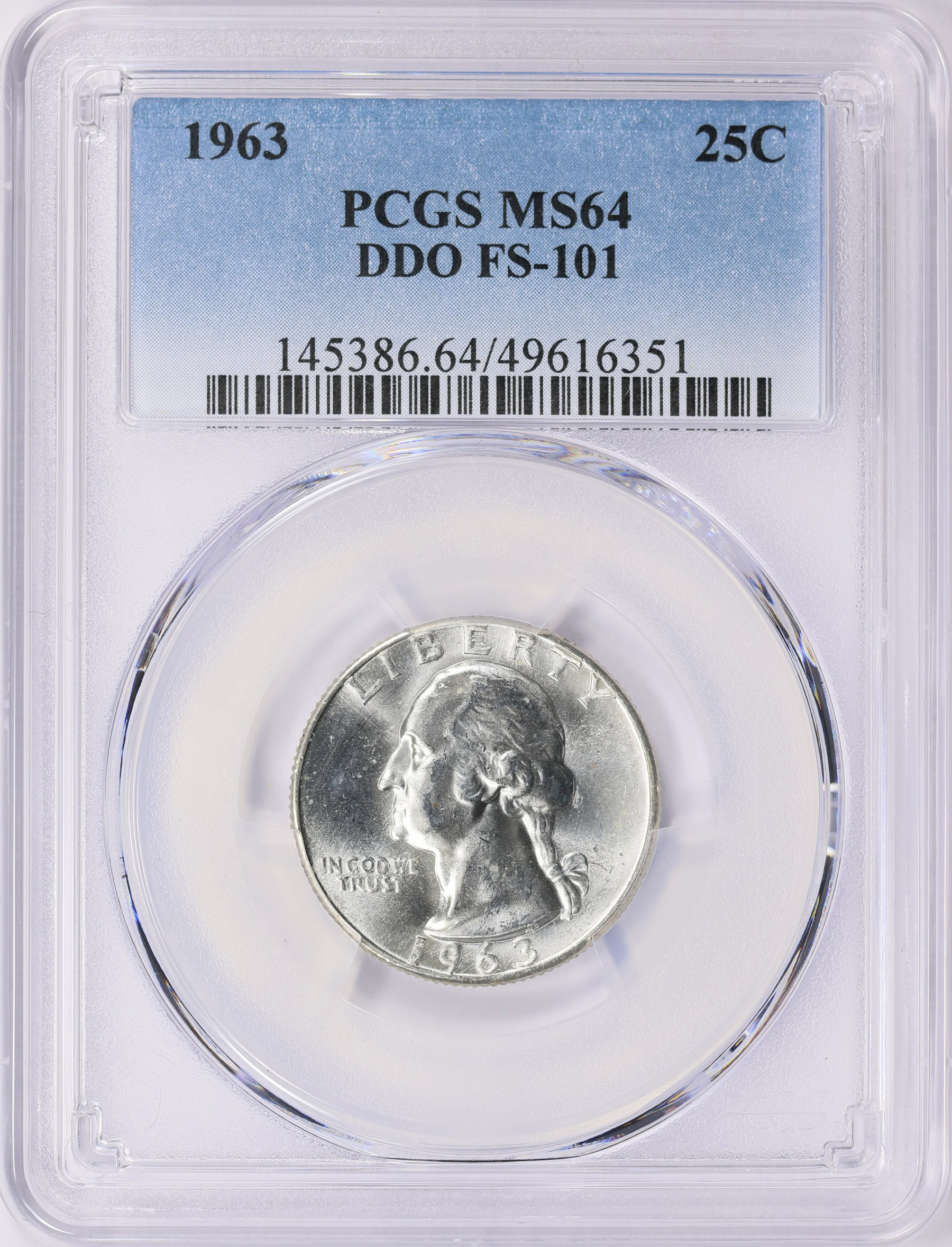 1963 Washington Quarter Doubled Die Obverse FS-101 PCGS MS-64 (Item ...