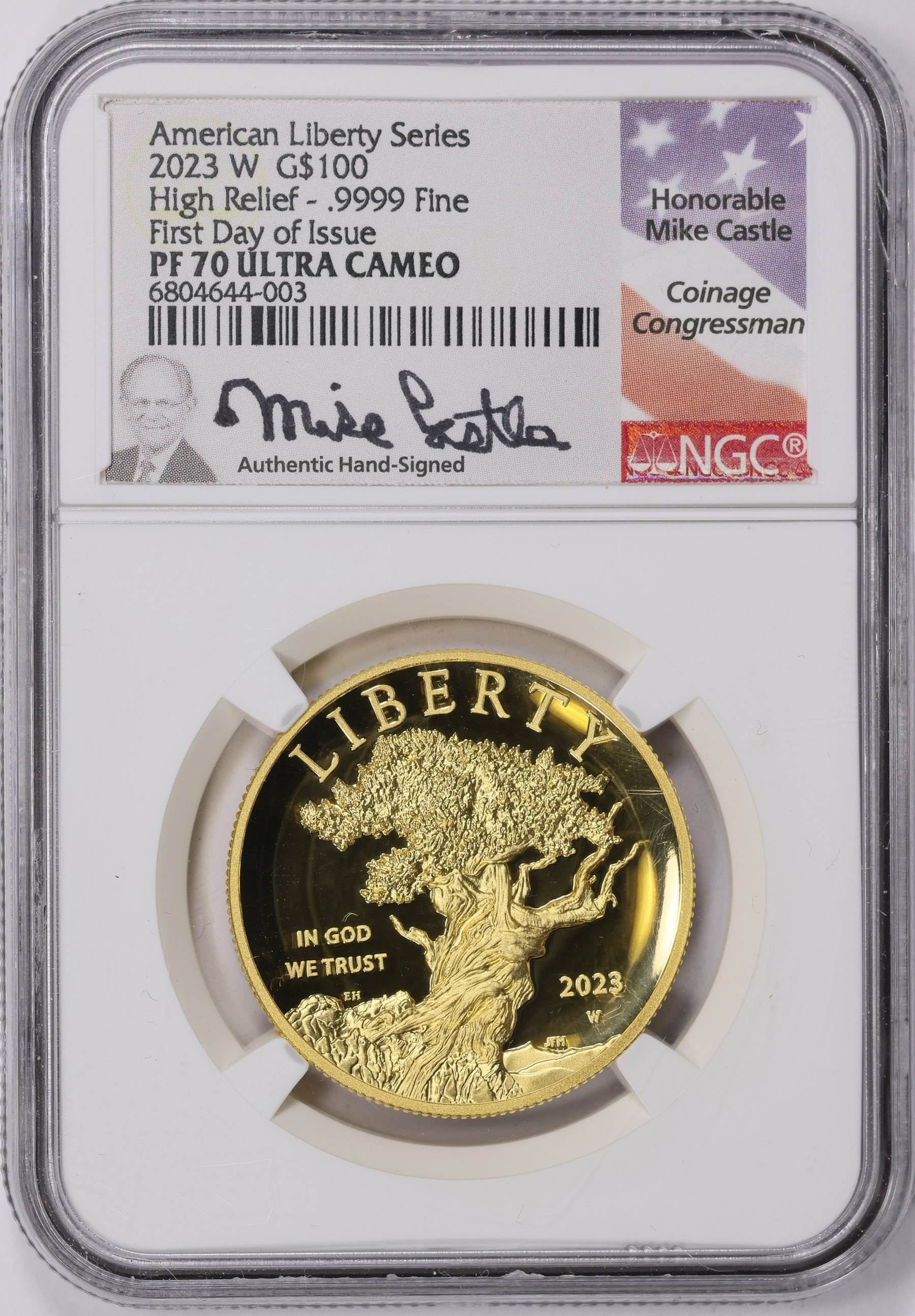 2023 American Liberty High Relief Gold Coin 2023-W Gold $100 American Liberty High Relief First Day of Issue NGC