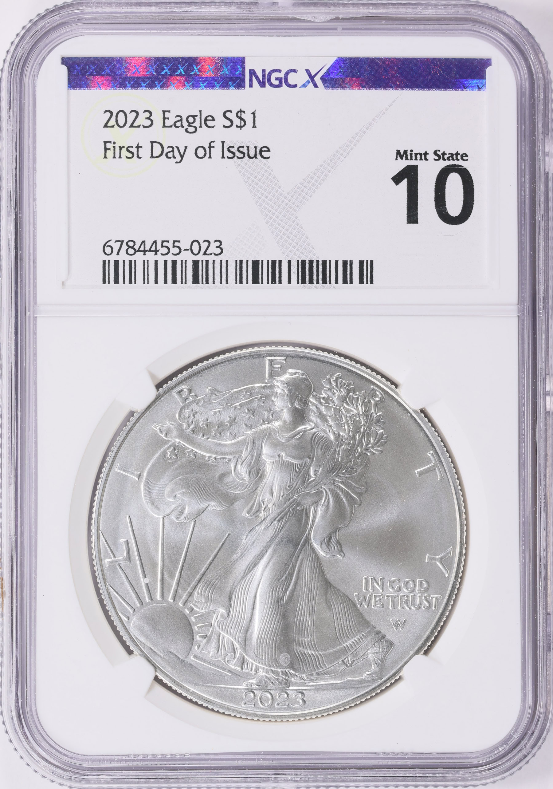 2023 $1 Silver Eagle First Day of Issue NGCX Mint State 10 (NGC MS