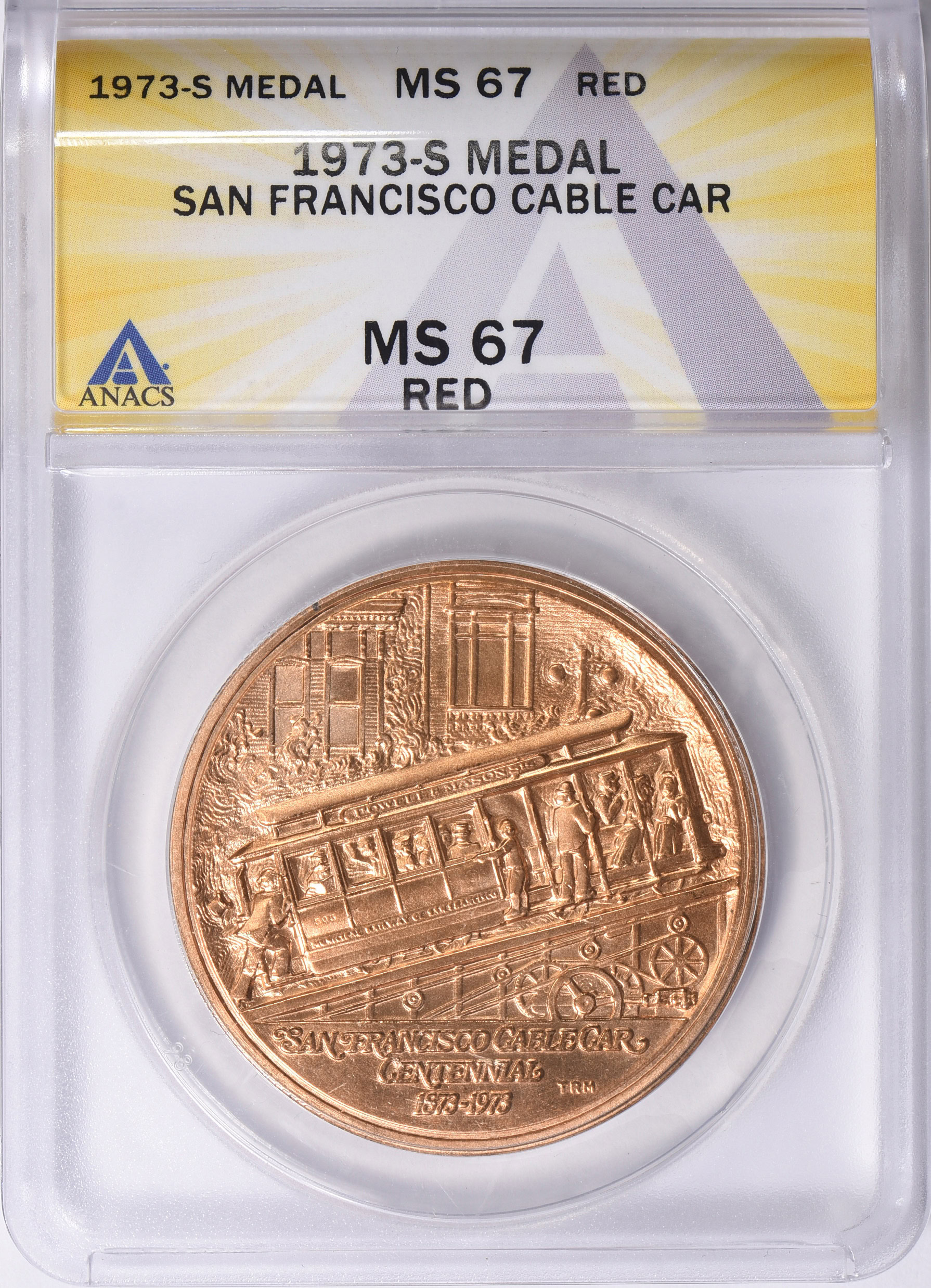 1973-S Bronze San Francisco Cable Car Centennial Medal D1973-2e