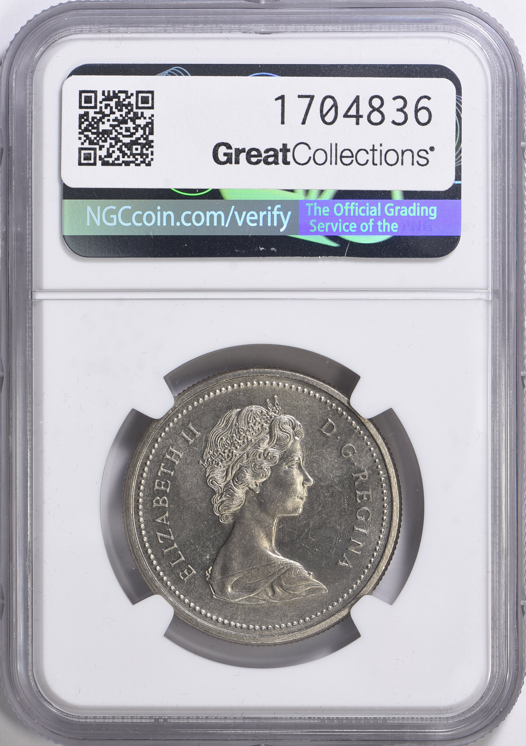Canada 1974 Dollar Winnipeg Centennial Double Yoke KM-88 NGC MS-64