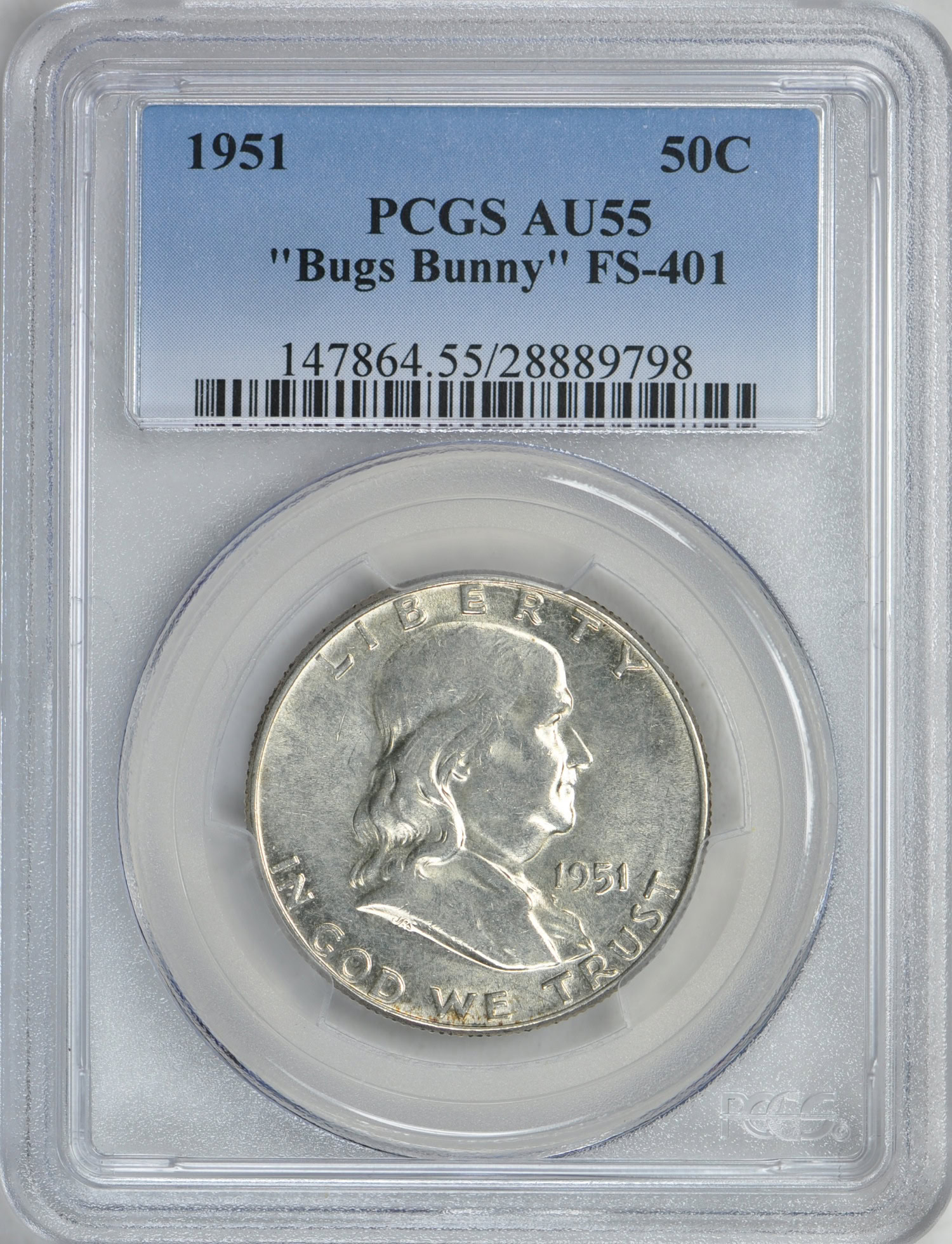 1951 Franklin Half Dollar Bugs Bunny FS-401 PCGS AU-55 (Item