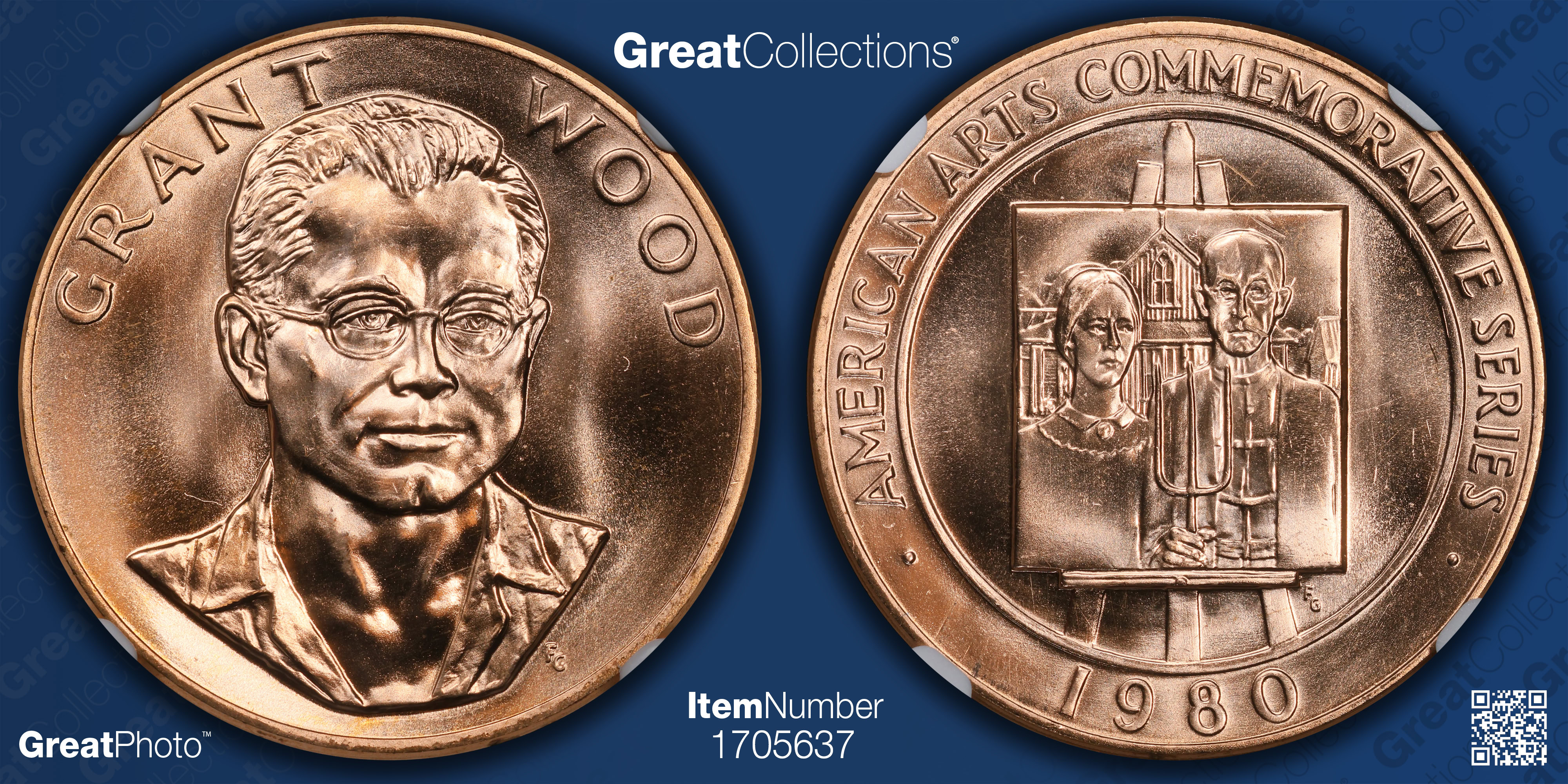 1980 Gold 1oz. American Arts Commemorative Series Grant Wood U.S.