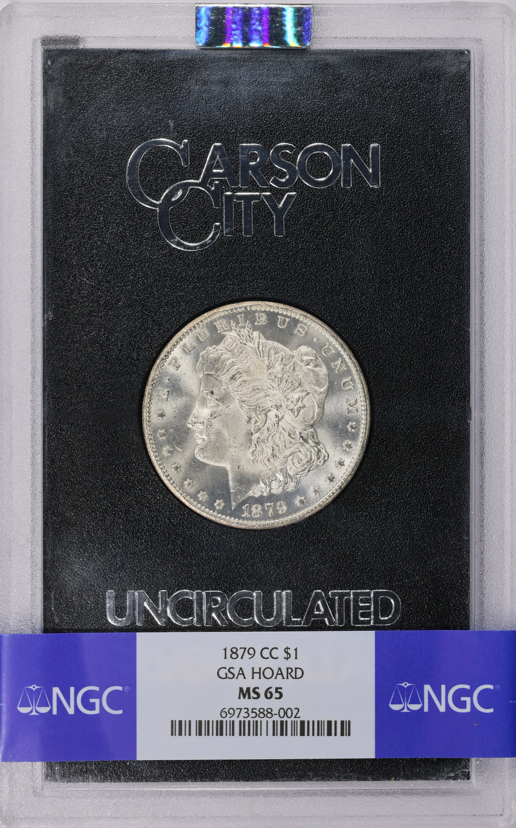 1879-CC Morgan Silver Dollar GSA Hoard NGC MS-65 (GSA Holder