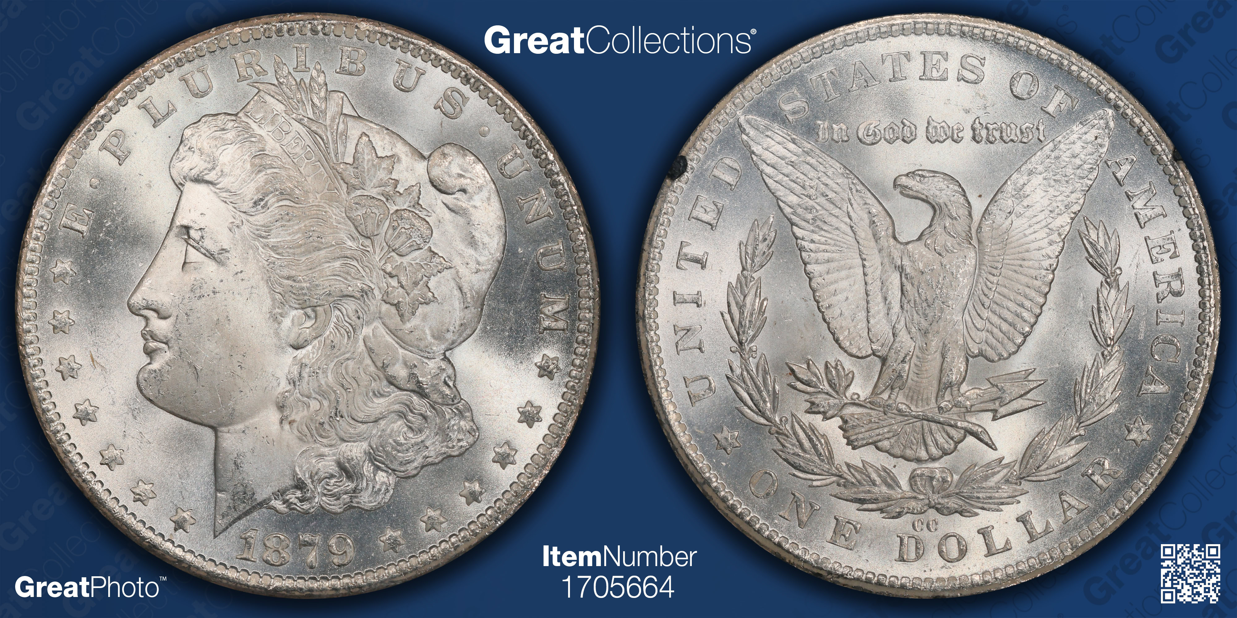 1879-CC Morgan Silver Dollar GSA Hoard NGC MS-65 (GSA Holder