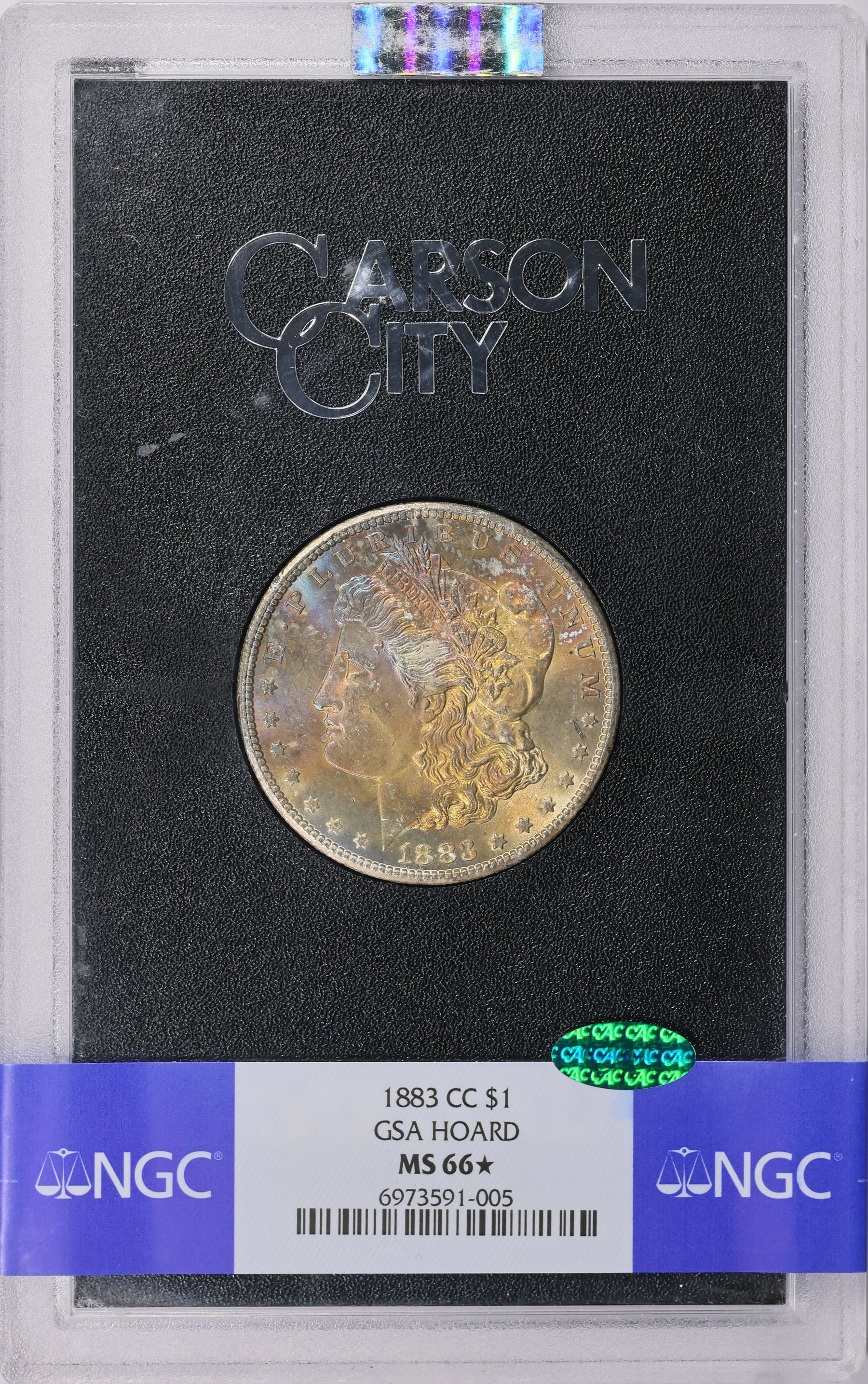 1883-CC Morgan Silver Dollar GSA Hoard NGC MS-66 ☆ (CAC Green