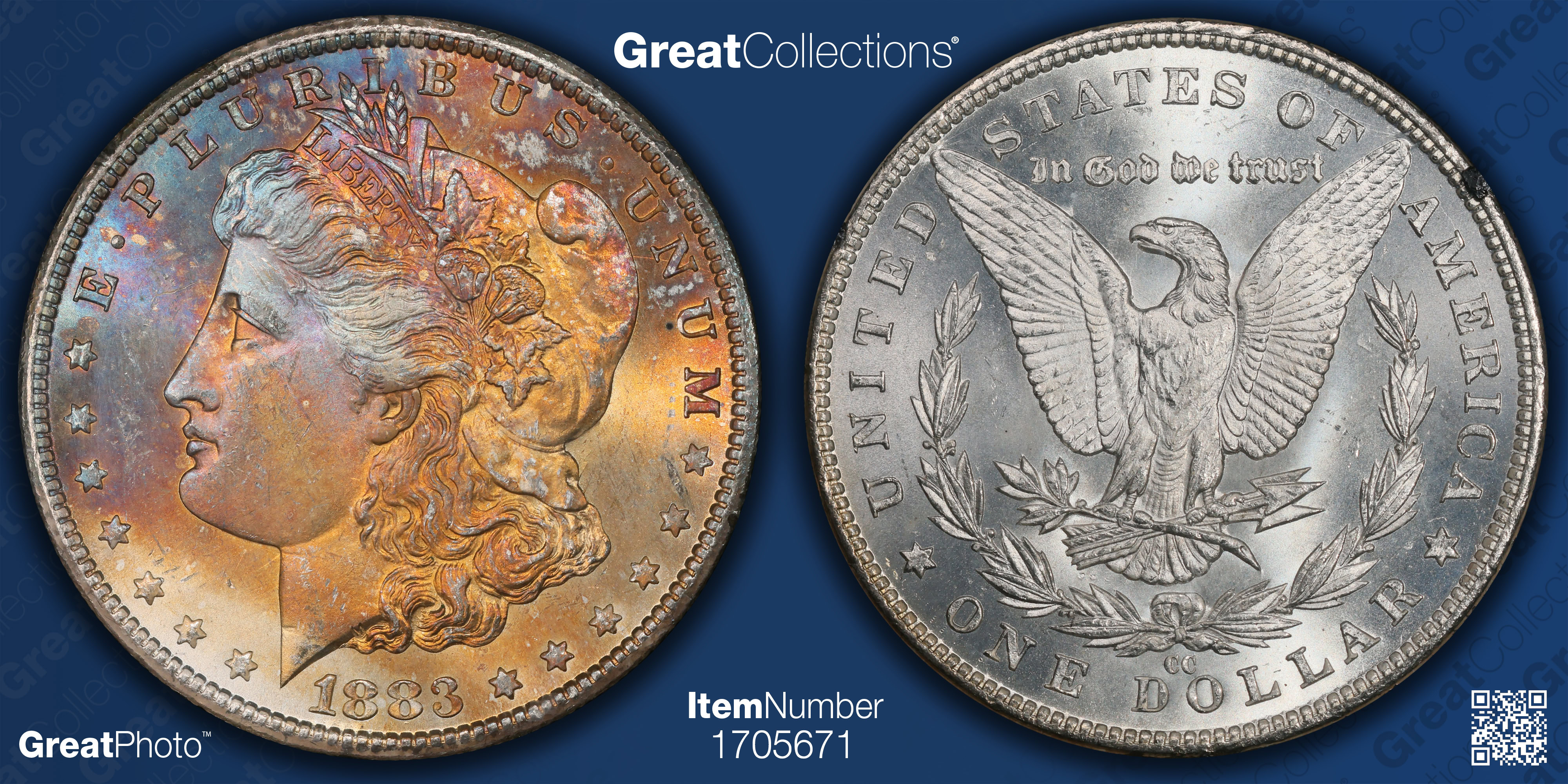 1883-CC Morgan Silver Dollar GSA Hoard NGC MS-66 ☆ (CAC Green