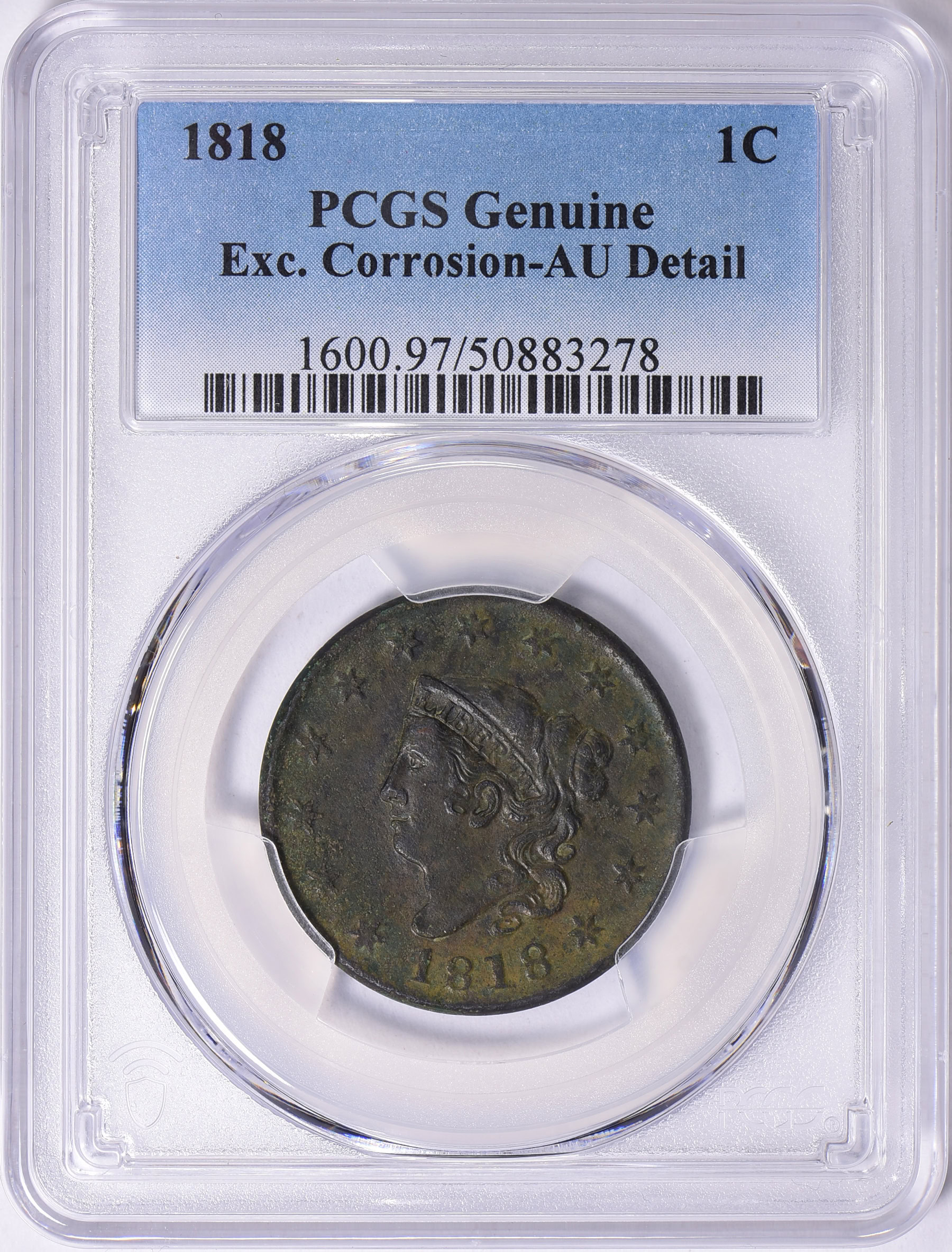 1818 Matron Cent PCGS Genuine AU Details (Item 1710151 ...