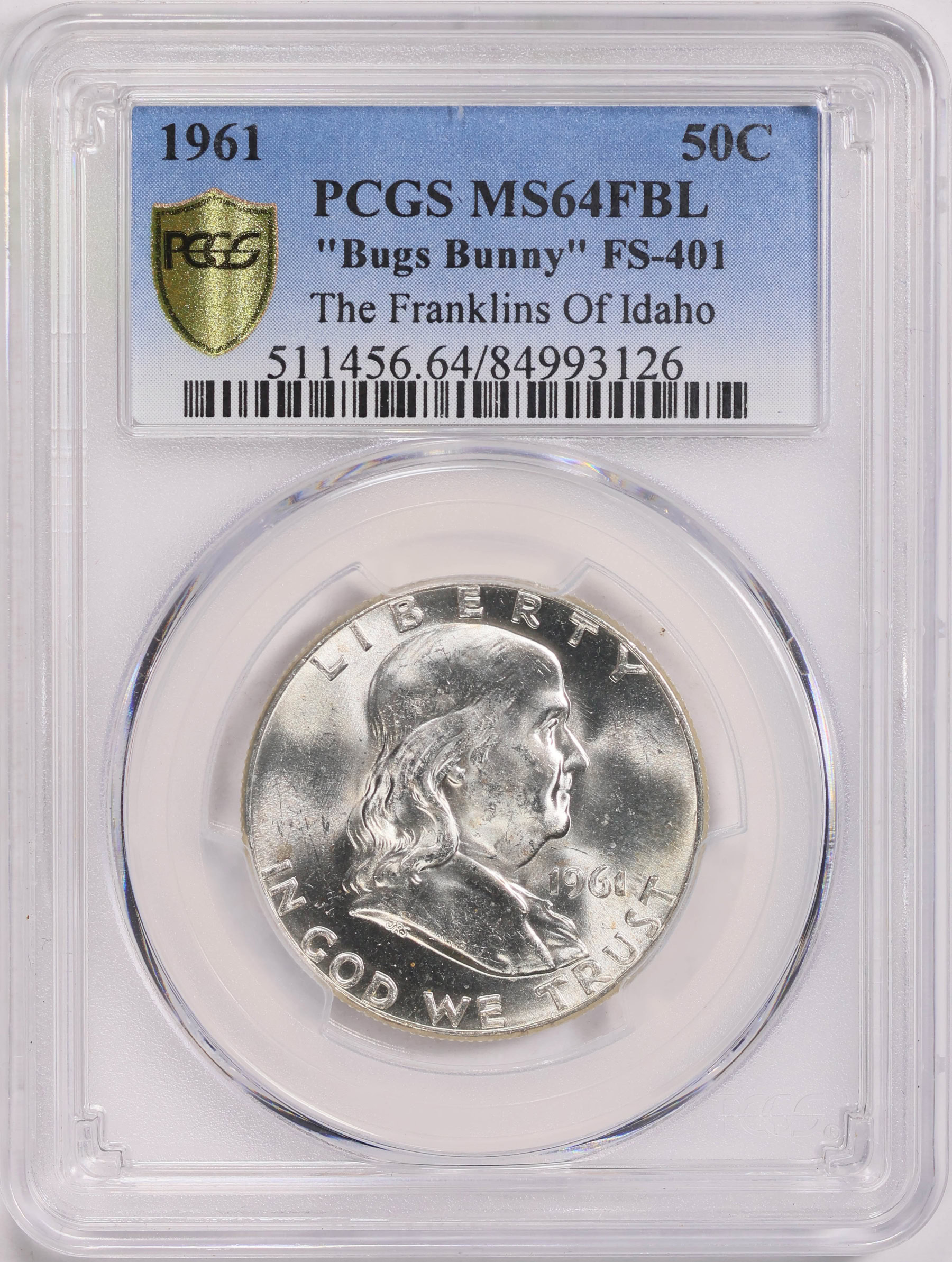 1961 Franklin Half Dollar Bugs Bunny Fs 401 Pcgs Ms 64 Fbl The 