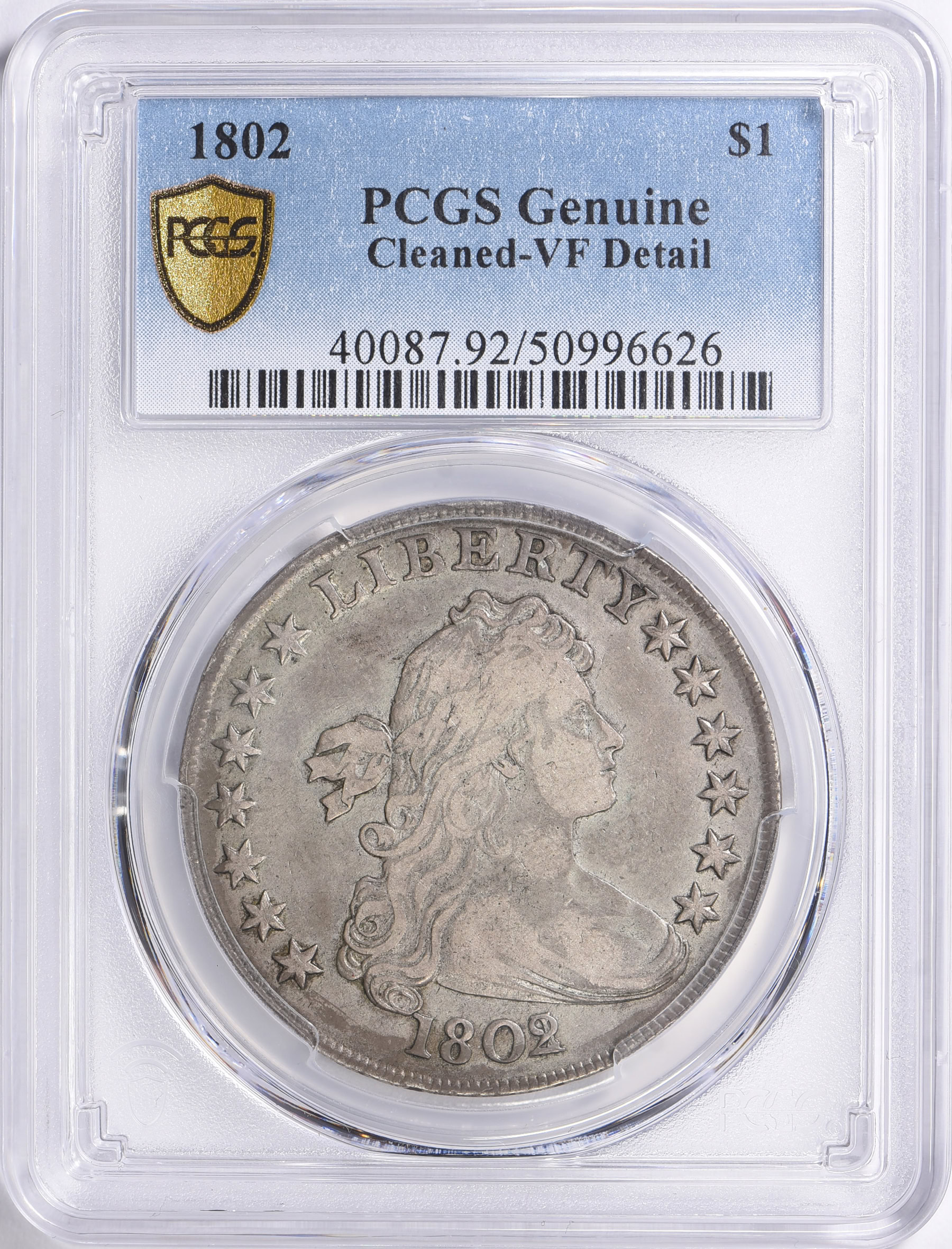 1802 Draped Bust Silver Dollar PCGS Genuine VF Details (Item