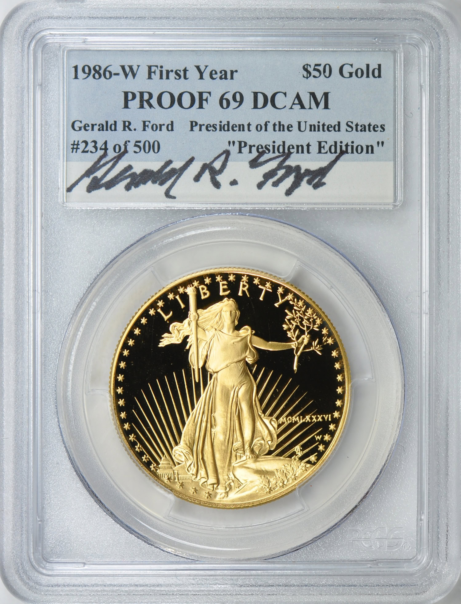 1986-W $50 One-Ounce Gold American Eagle President Gerald R. Ford