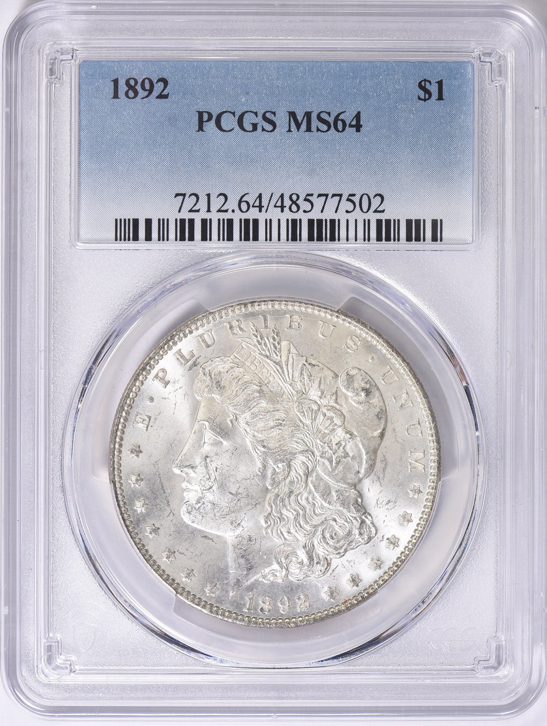 1892 Morgan Silver Dollar PCGS MS-64 (Item 1717367) | GreatCollections ...