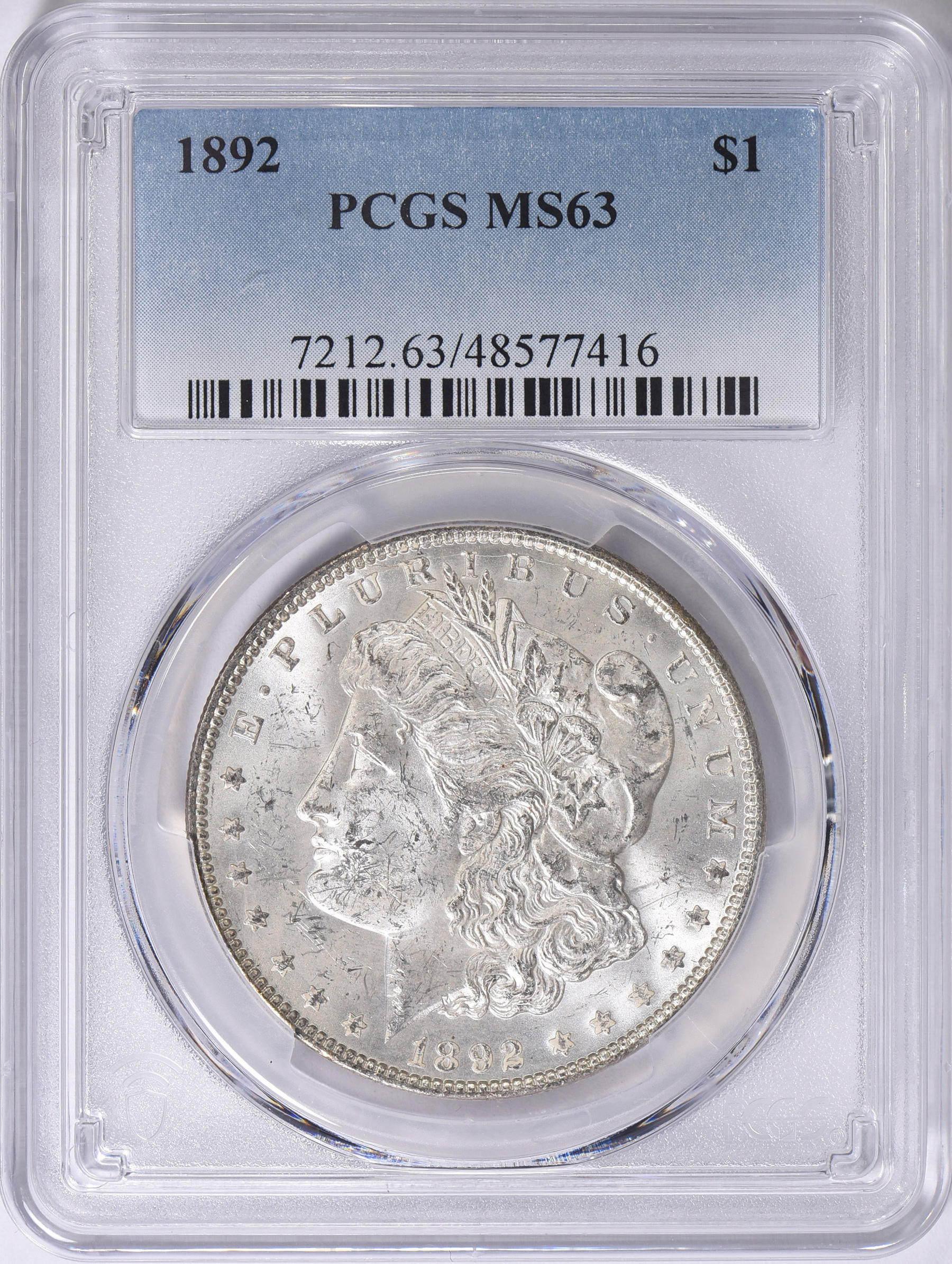 1892 Morgan Silver Dollar PCGS MS-63 (Item 1717384) | GreatCollections ...