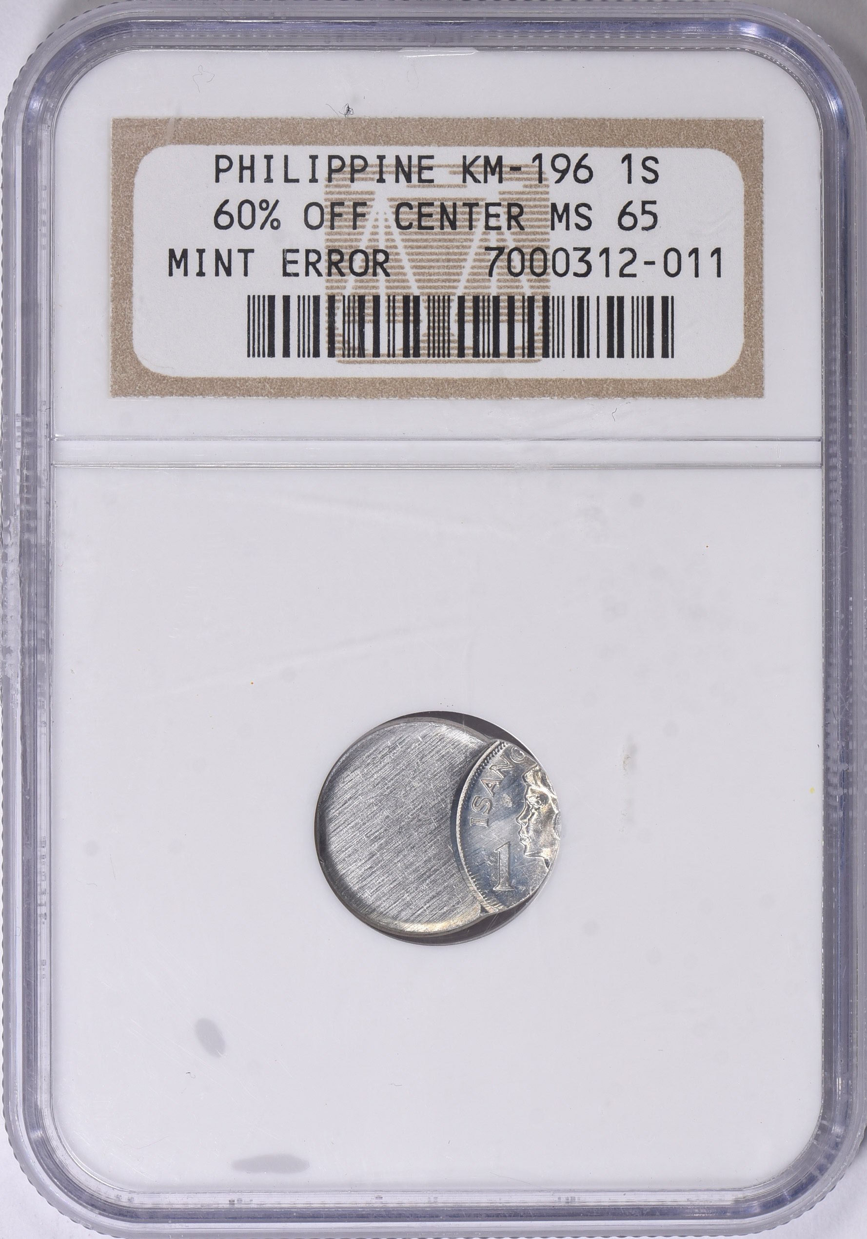 Mint Error Philippines ND Sentimo KM-196 Struck 60% Off Center NGC MS ...