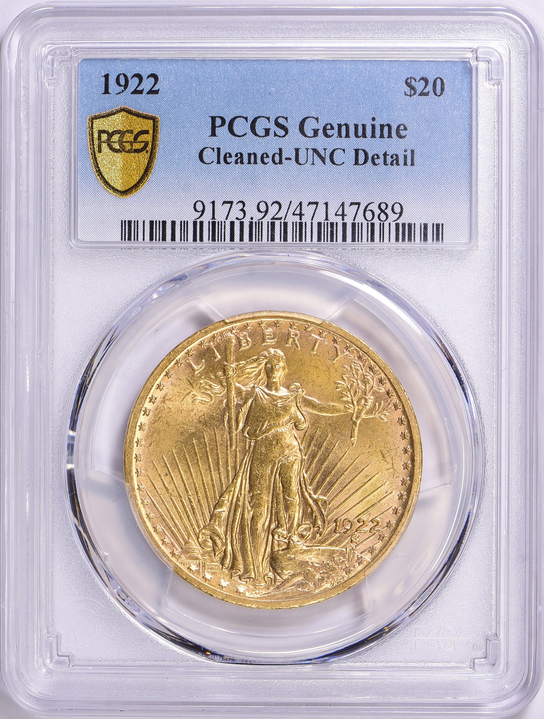 1922 Saint-Gaudens Gold Double Eagle PCGS Genuine Unc Details (Item ...