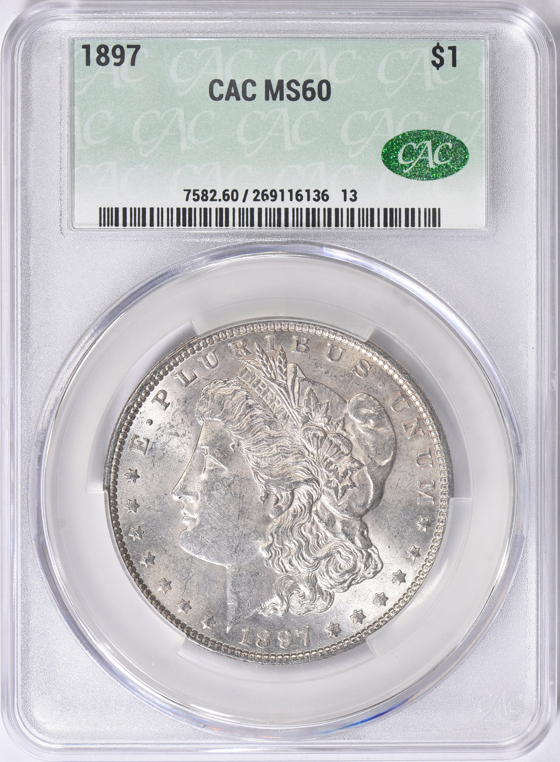 1897 Morgan Silver Dollar CACG MS-60 (Item 1719212) | GreatCollections ...