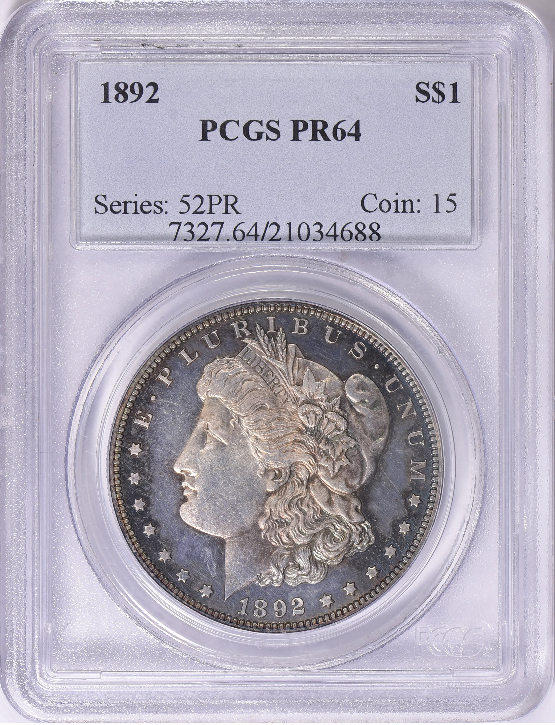 1892 Morgan Silver Dollar PCGS Proof-64 (Toned) (Item 1721372 ...