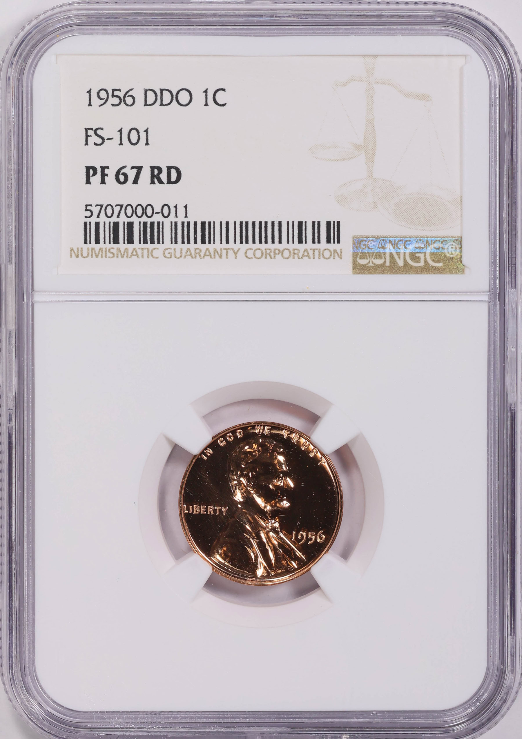 1956 Lincoln Cent Doubled Die Obverse FS-101 NGC Proof-67 RD (Item ...