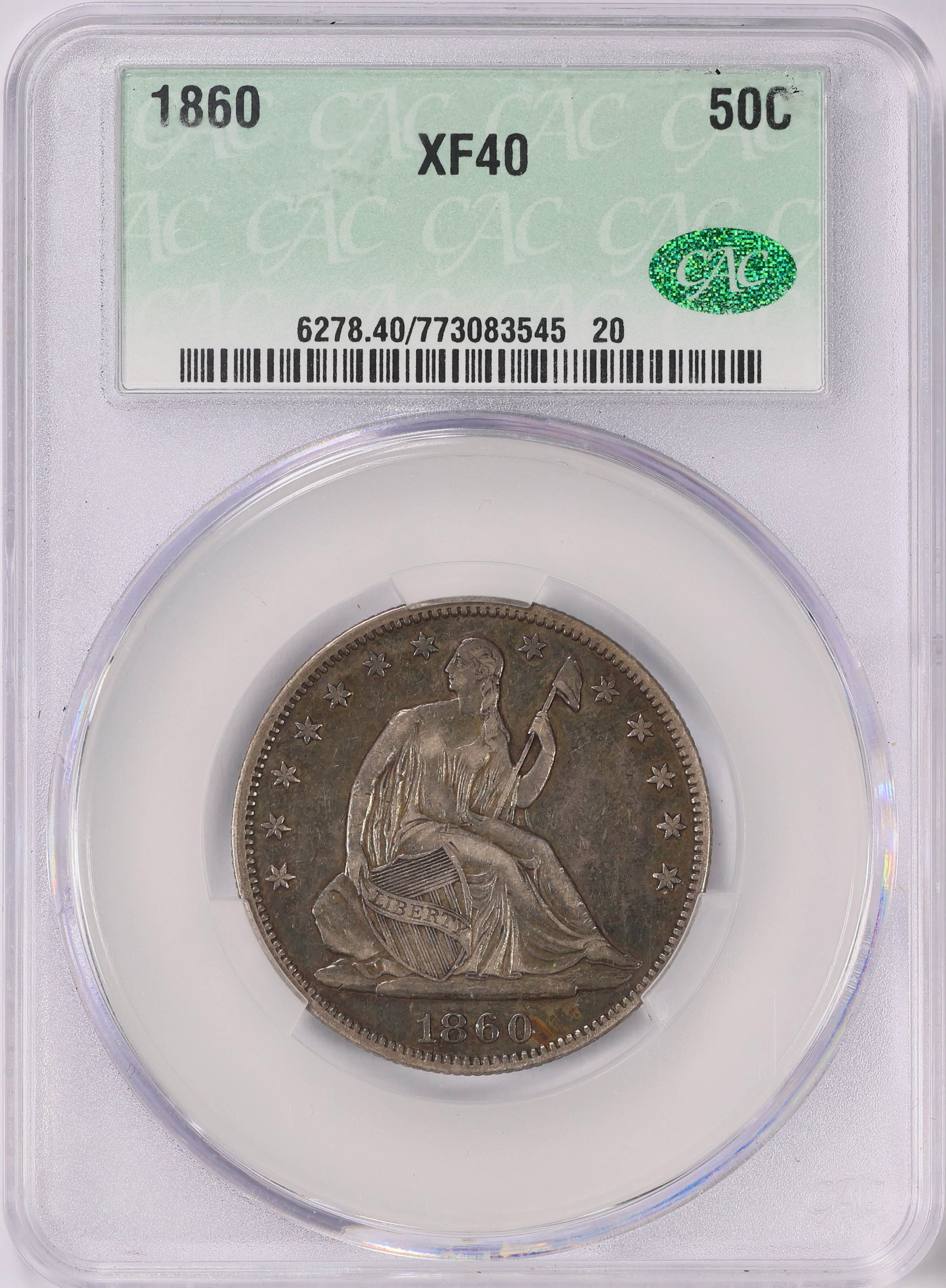 1860 Seated Liberty Half Dollar CACG XF-40 (Item 1726282