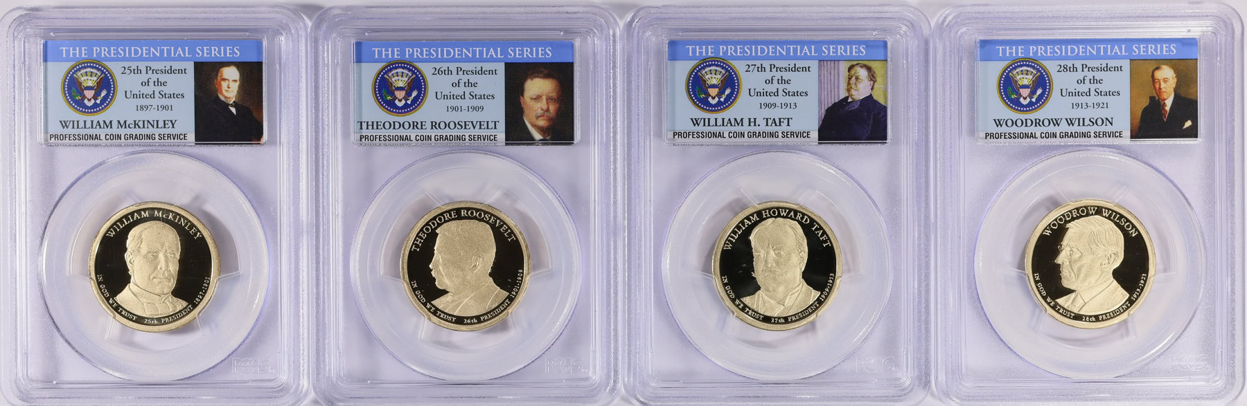 2013 Presidential $1 Dollar Coin Set – 4 COLORIZED Presidents Complete With Capsules