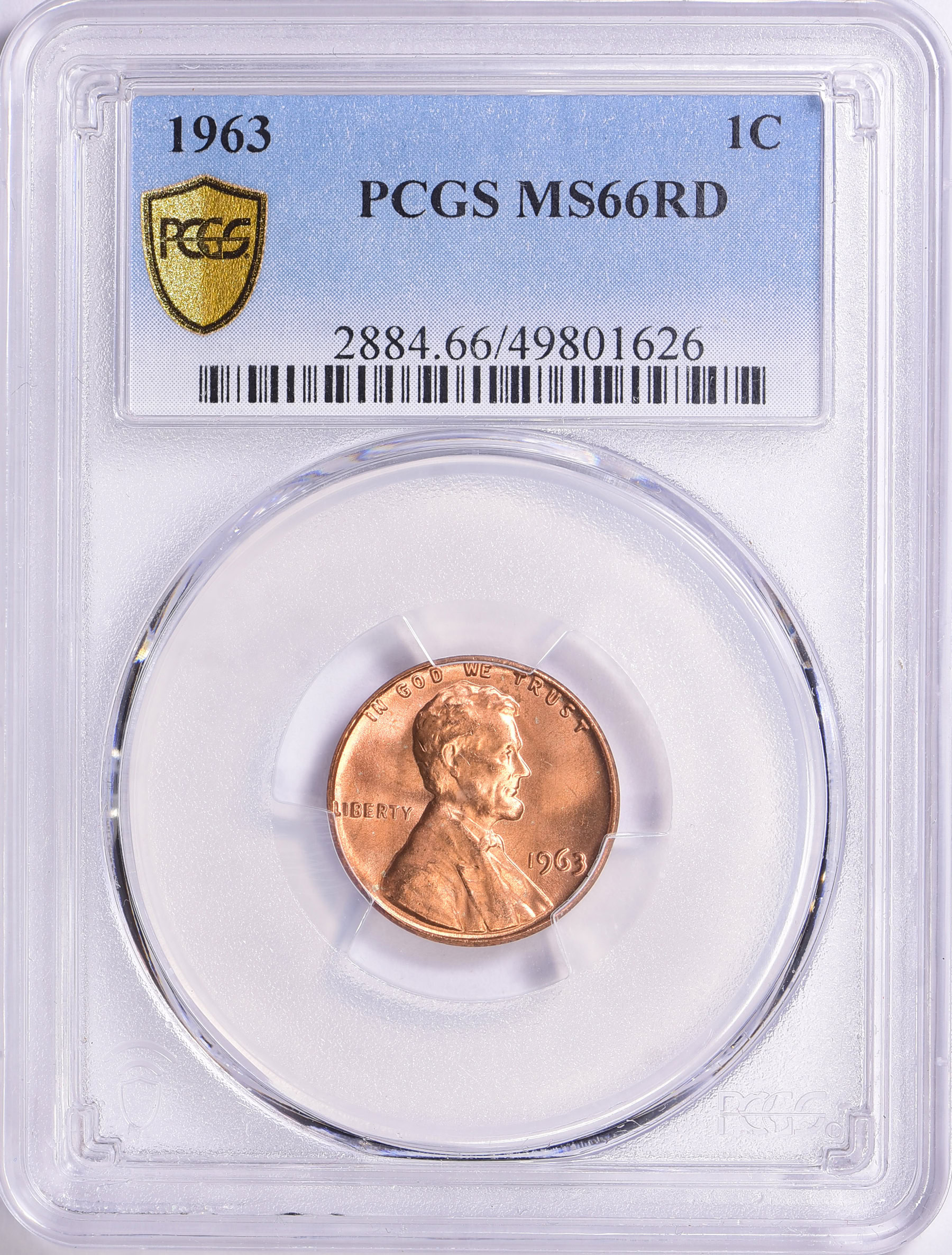 1963 Lincoln Cent PCGS MS-66 RD (Item 1727469) | GreatCollections Coin ...