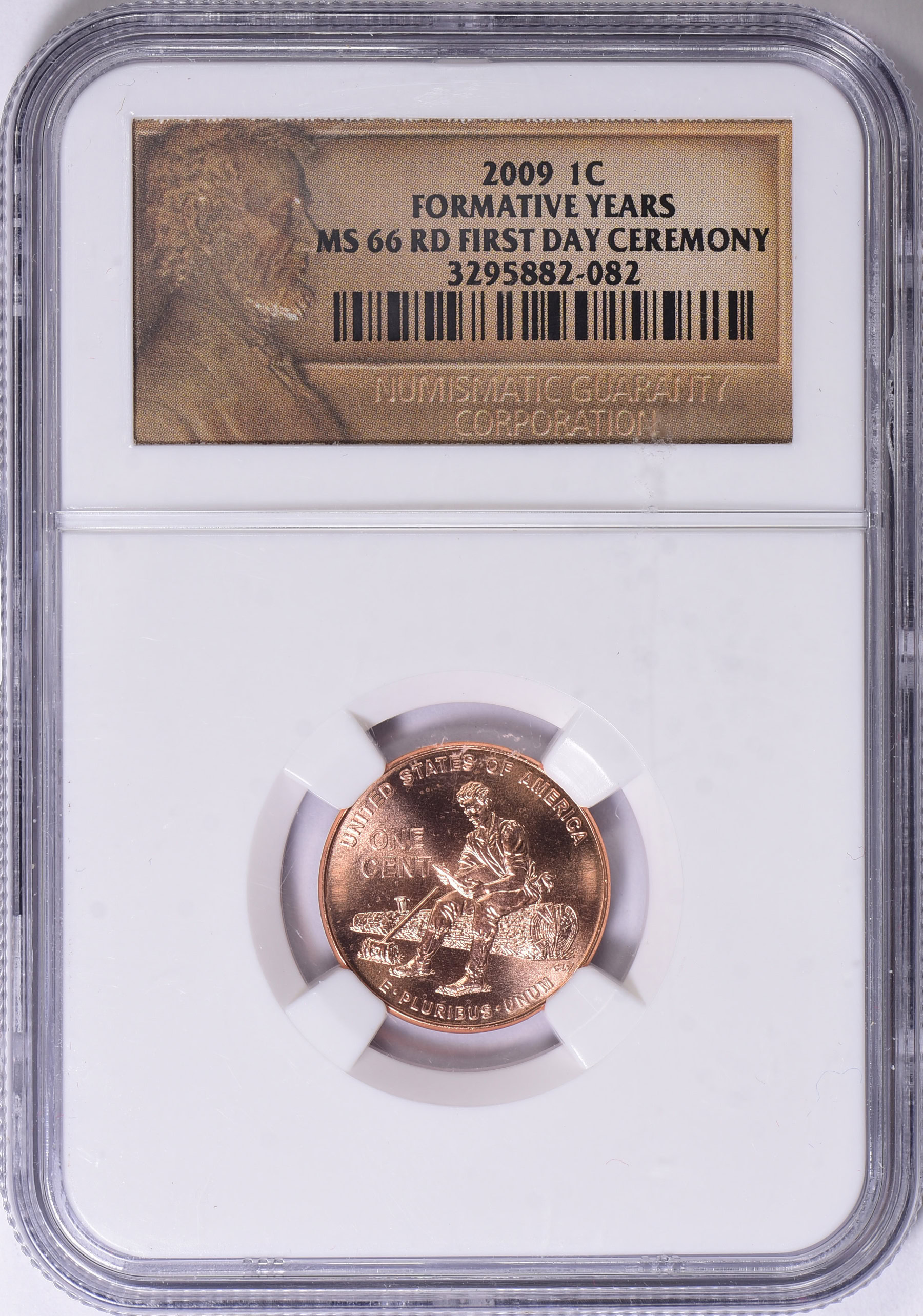 US 1 cent 2009 D, Birth nd Childhood, Lincoln, NGC MS66 RD