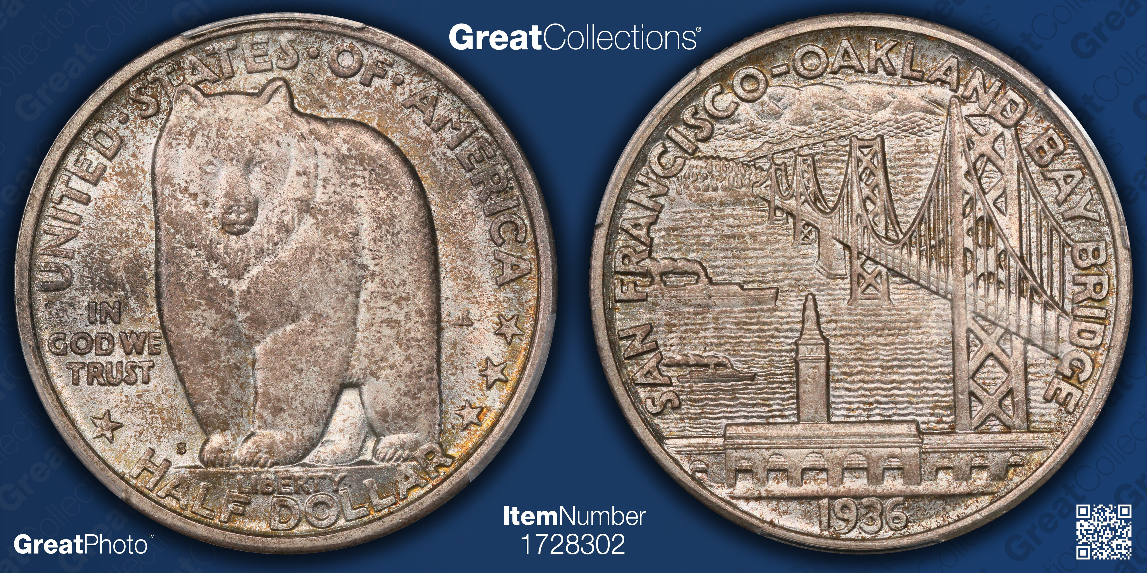 1936-S San-Francisco-Oakland Bay Bridge Opening Half Dollar PCGS