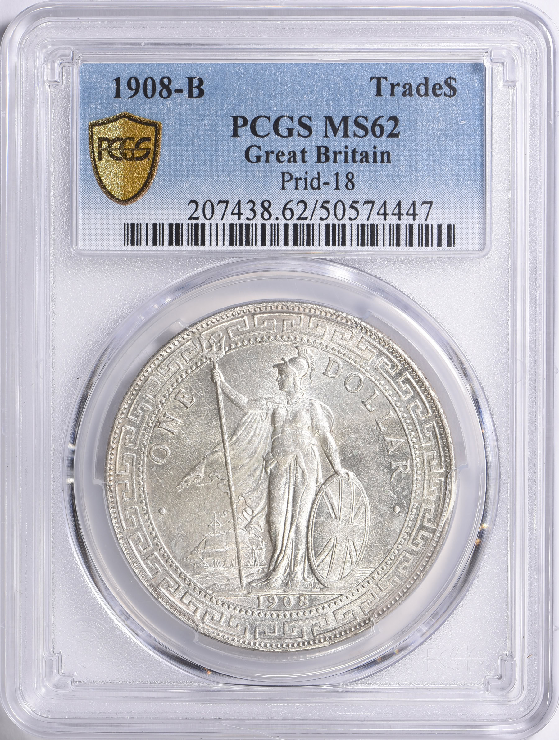 Great Britain 1908B Silver Trade Dollar KMT5 PCGS MS62 (Item 1730453