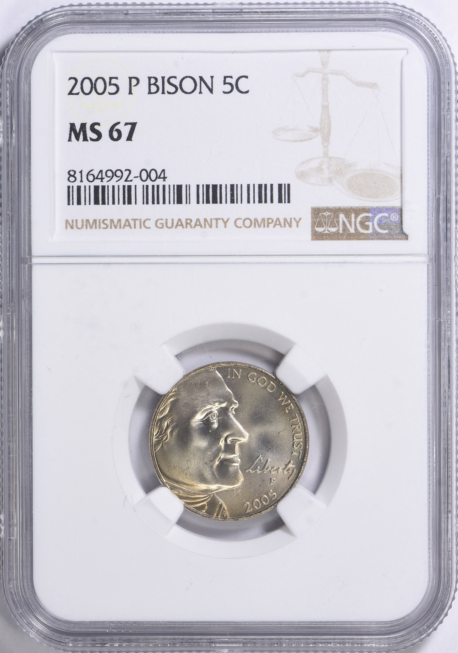 2005-P Jefferson Nickel American Bison NGC MS-67 (Item 1730618