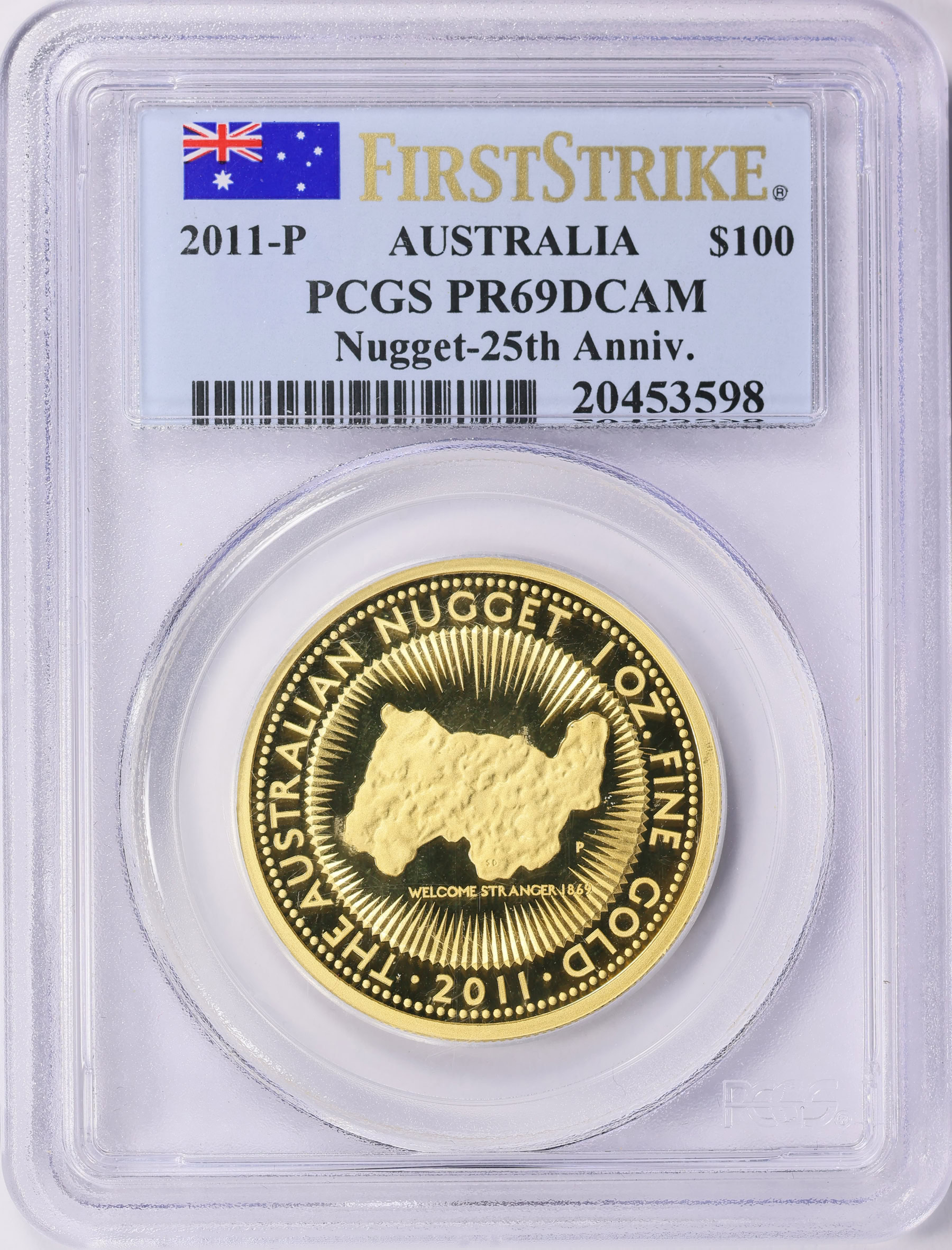 Australia 2011-P Gold $100 Nugget 25th Anniversary KM-1596 First