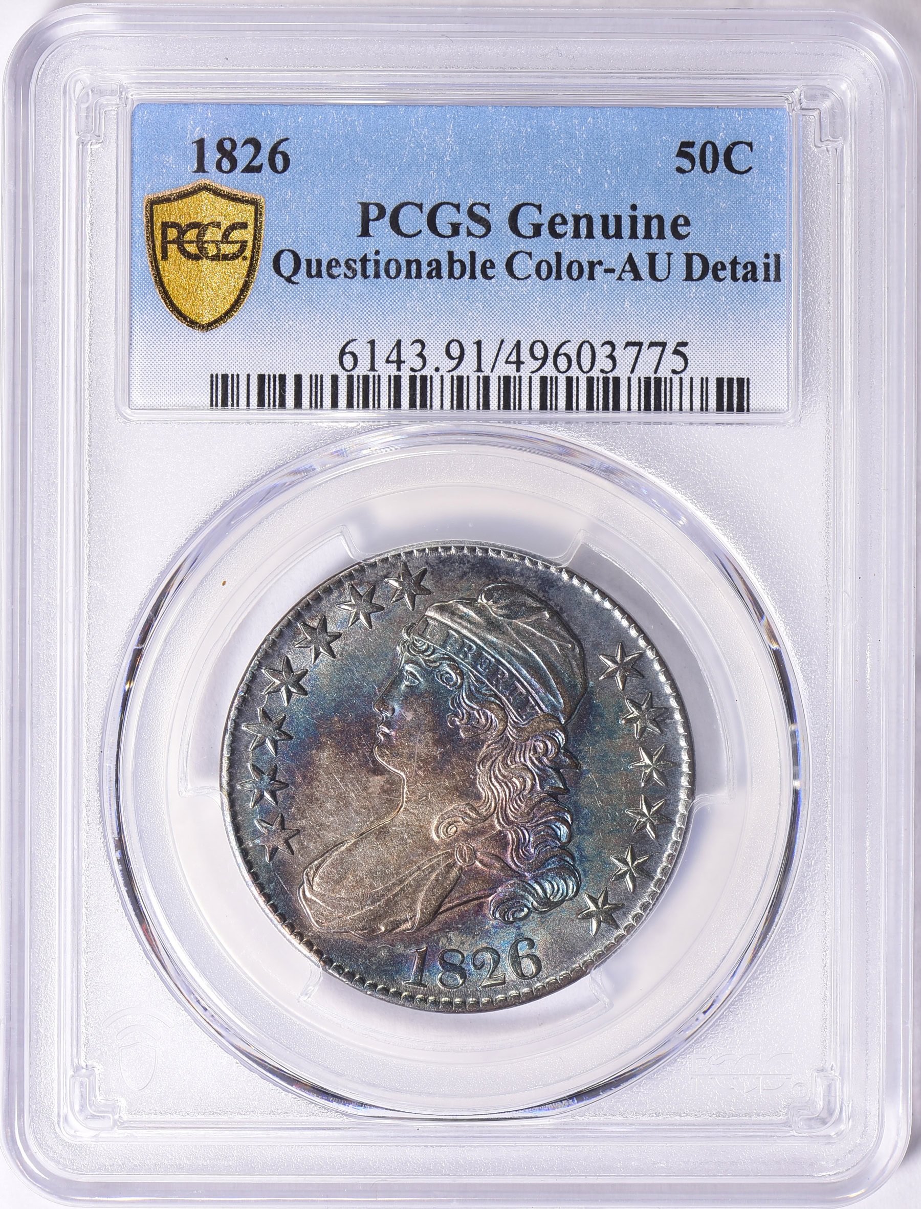 1826 Capped Bust Half Dollar PCGS Genuine AU Details (Art. Toned) (Item ...