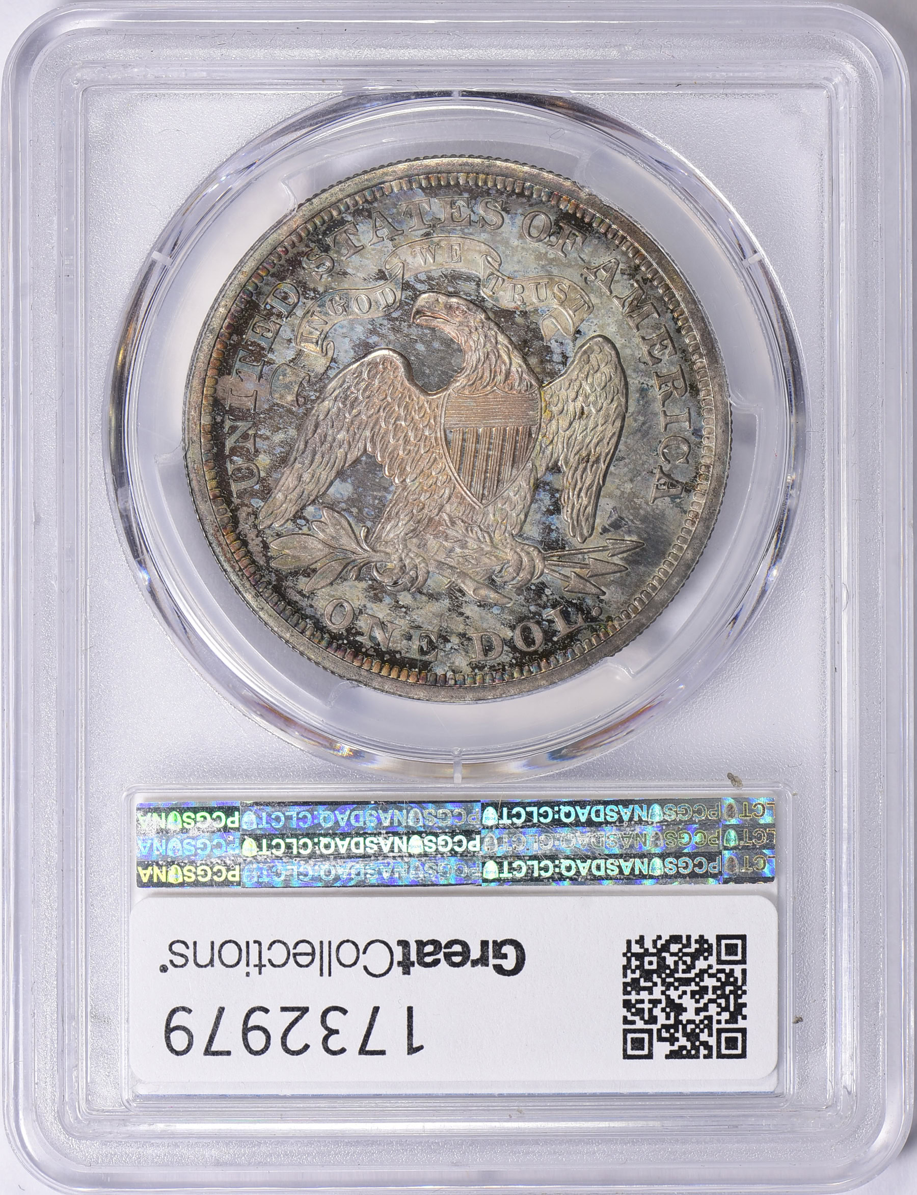 1867 Seated Liberty Silver Dollar PCGS Proof-64+ (CAC Green