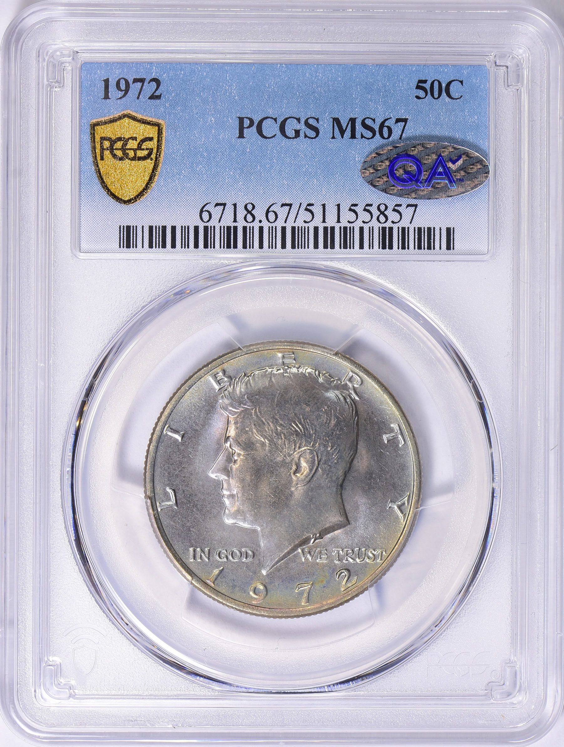 1972 Kennedy Half Dollar PCGS MS-67 (QA) (Toned) (Item 1733061 ...