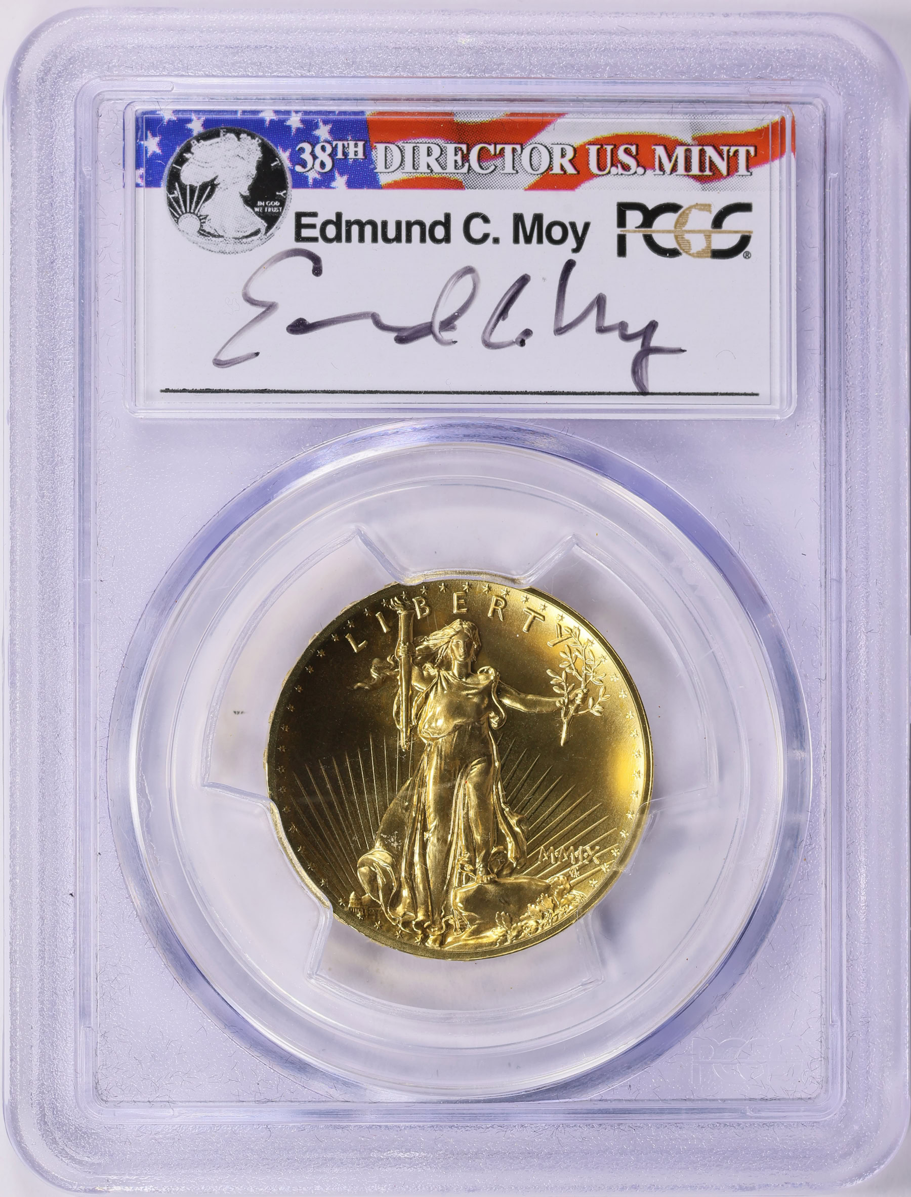 2009 MMIX Ultra High Relief $20 Gold PCGS MS-70 (Moy Signed Label