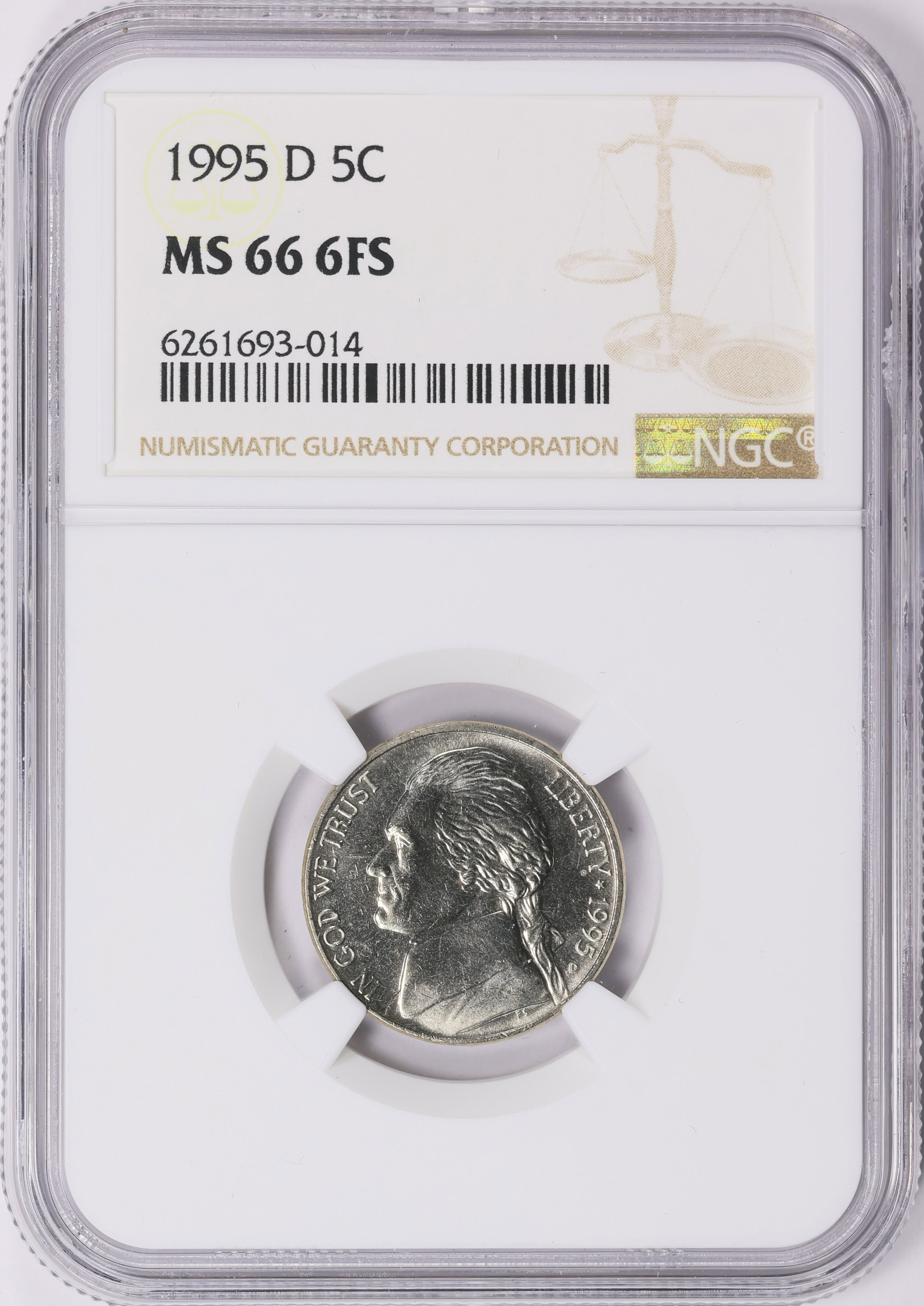 1995-D Jefferson Nickel NGC MS-66 6FS (Item 1737194