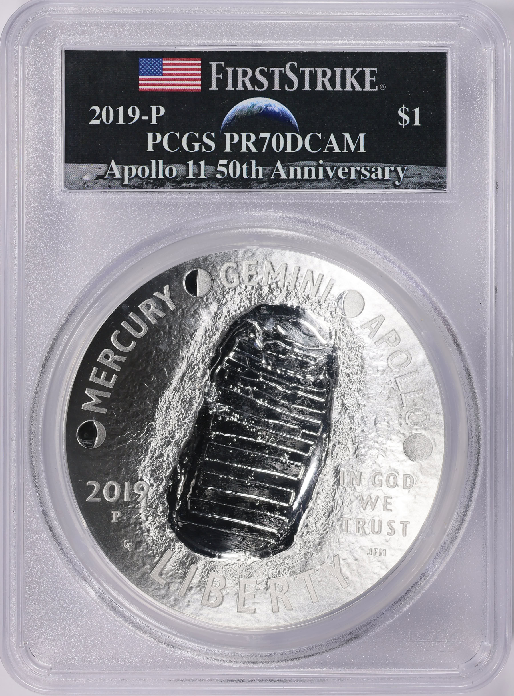2019-P $1 Apollo 11 50th Anniversary Silver 5 Oz. Silver 5 oz First ...