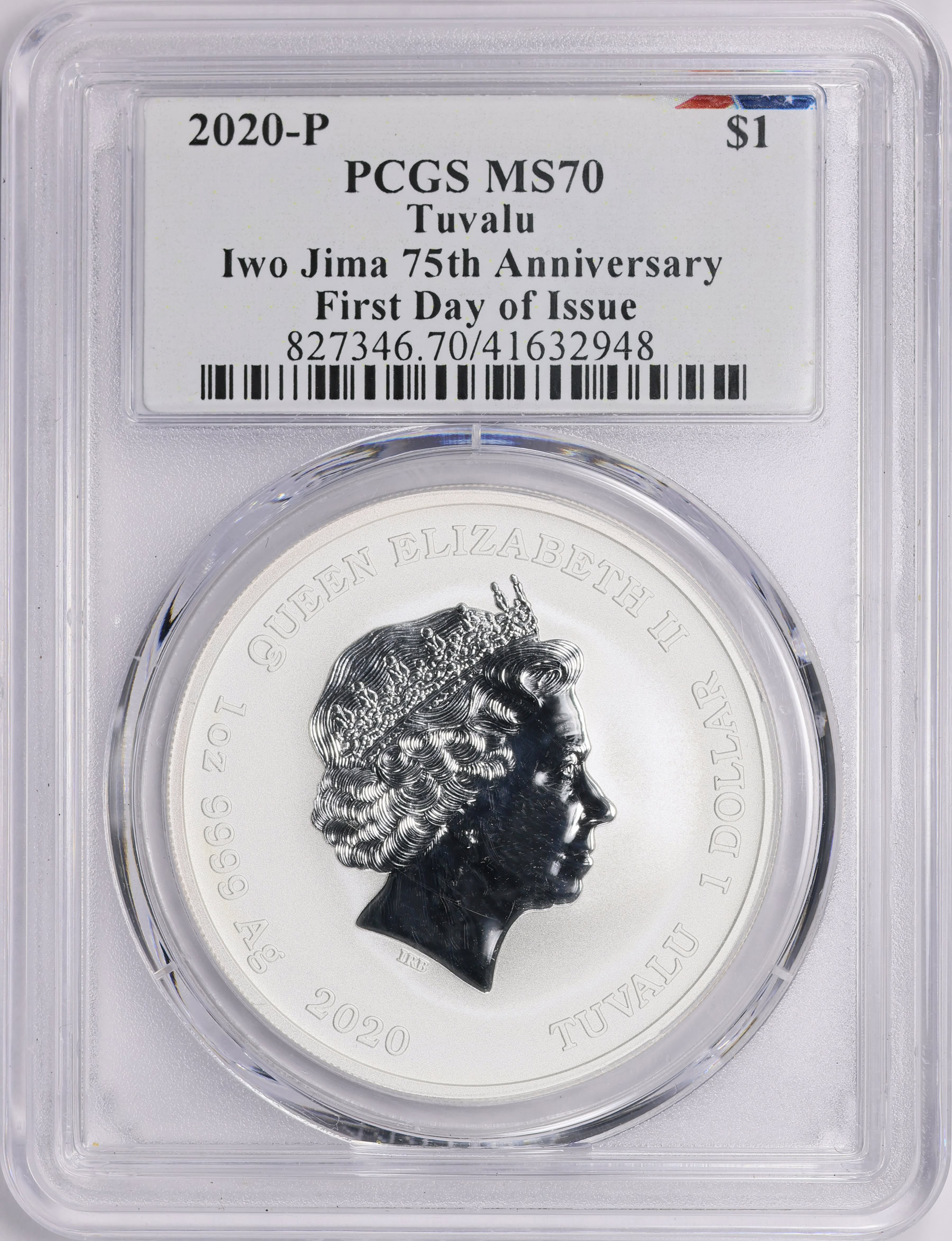 Tuvalu 2020-P Silver Dollar Iwo Jima 75th Anniversary First Day of
