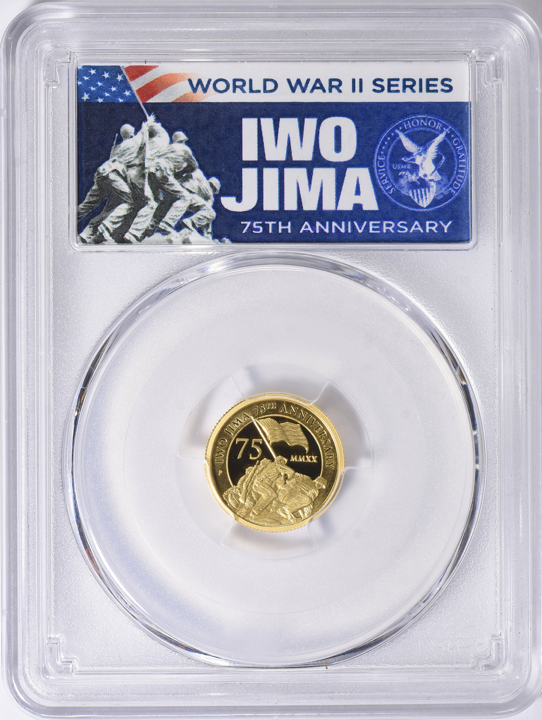Tuvalu 2020-P Gold $15 Iwo Jima 75th Anniversary First Day of