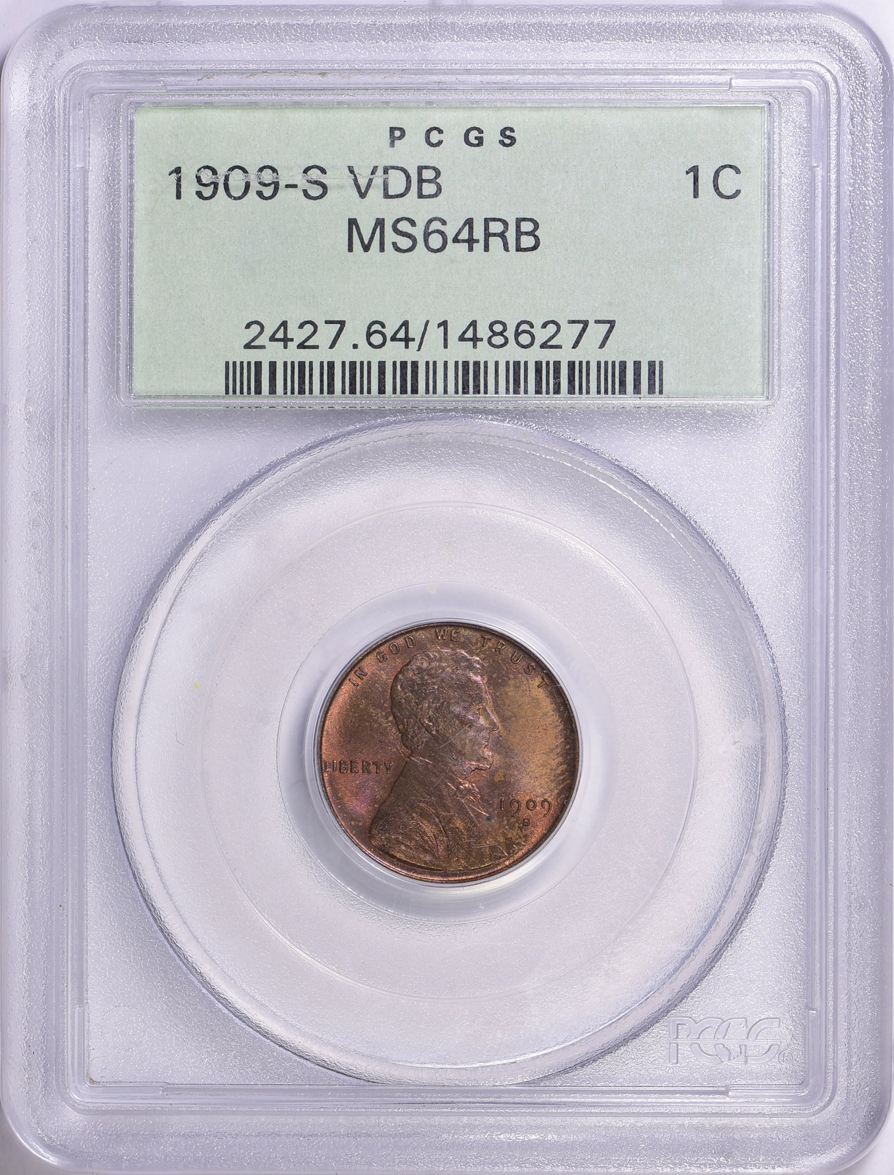 1909-S Lincoln Cent V.D.B. PCGS MS-64 RB OGH (Item 1739448 ...