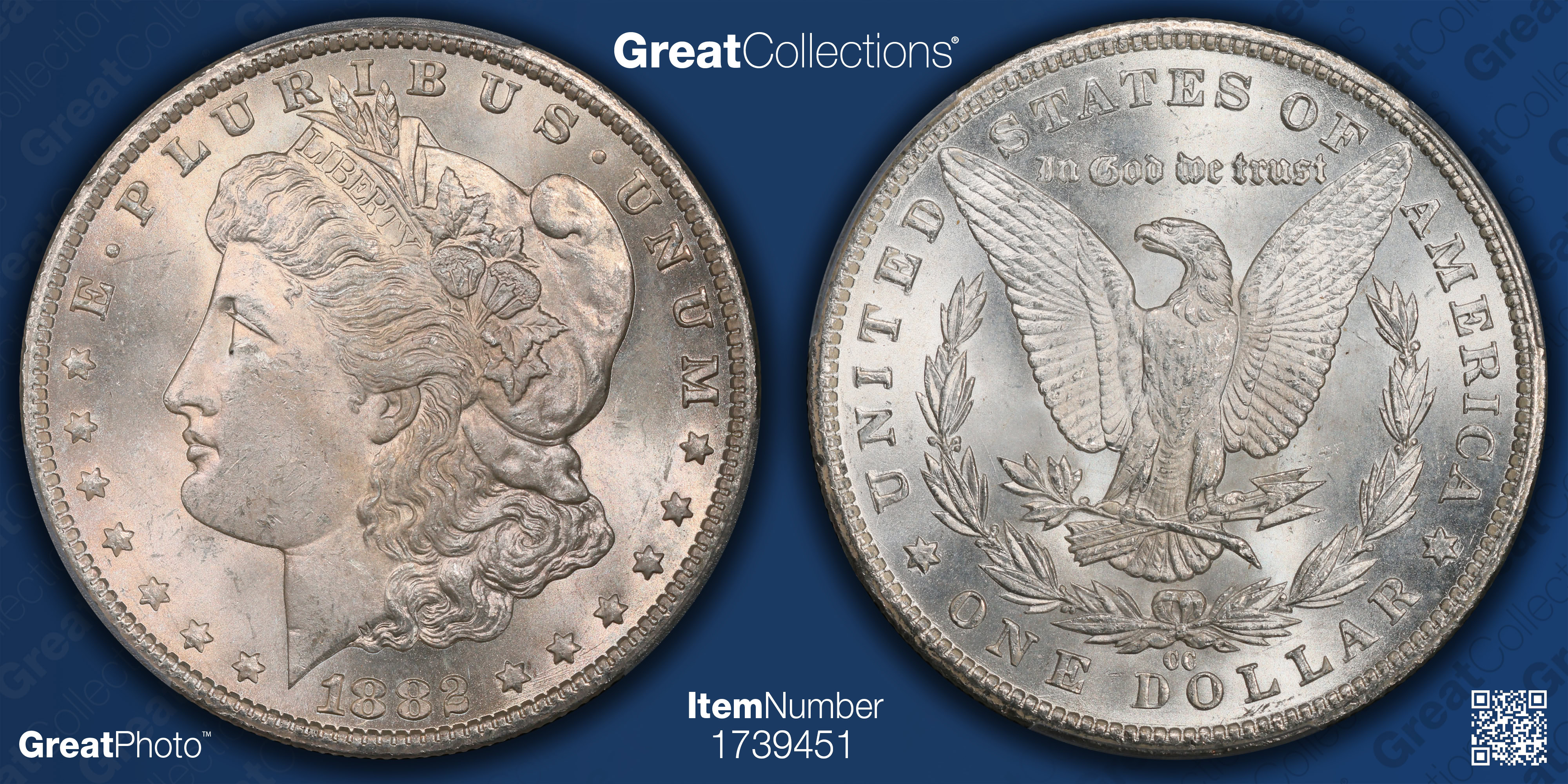 1882-CC Morgan Silver Dollar PCGS MS-63 (Item 1739451