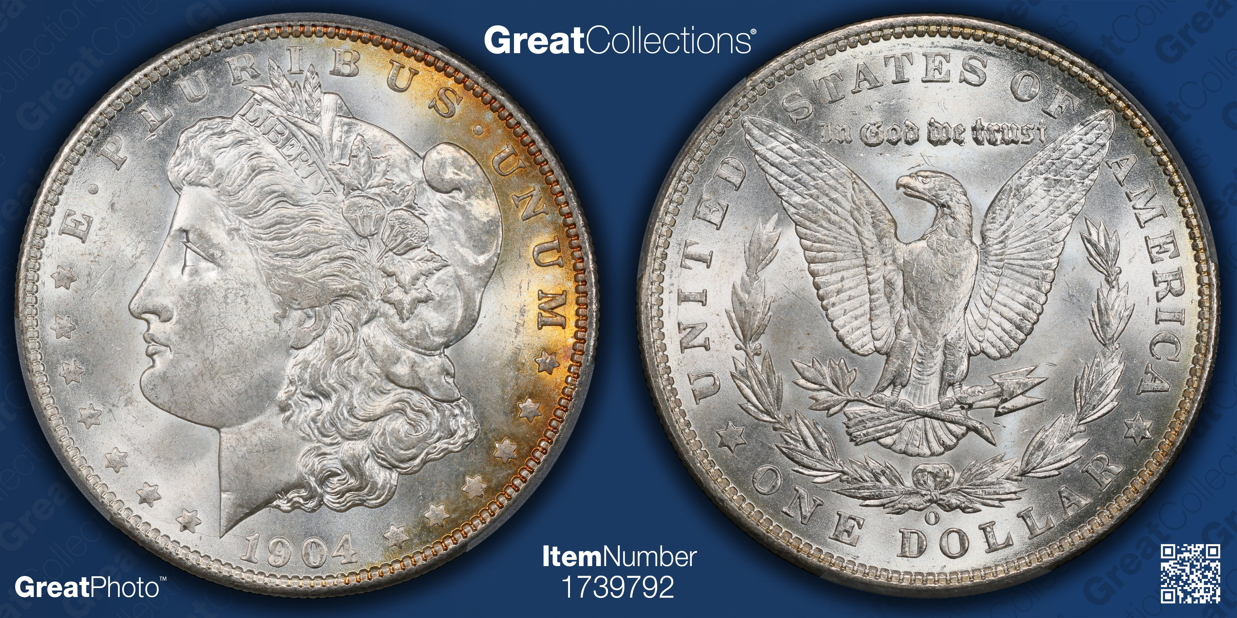 1904-O Morgan Silver Dollar PCGS MS-63 (Toned) (Item 1739792