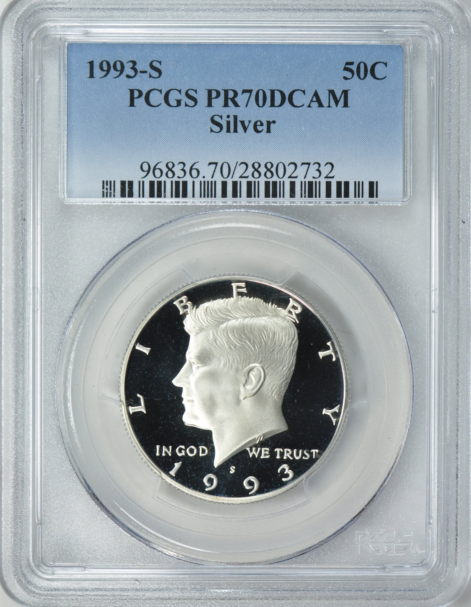 1993-S Kennedy Half Dollar Silver PCGS Proof-70 DCAM (Item 174121
