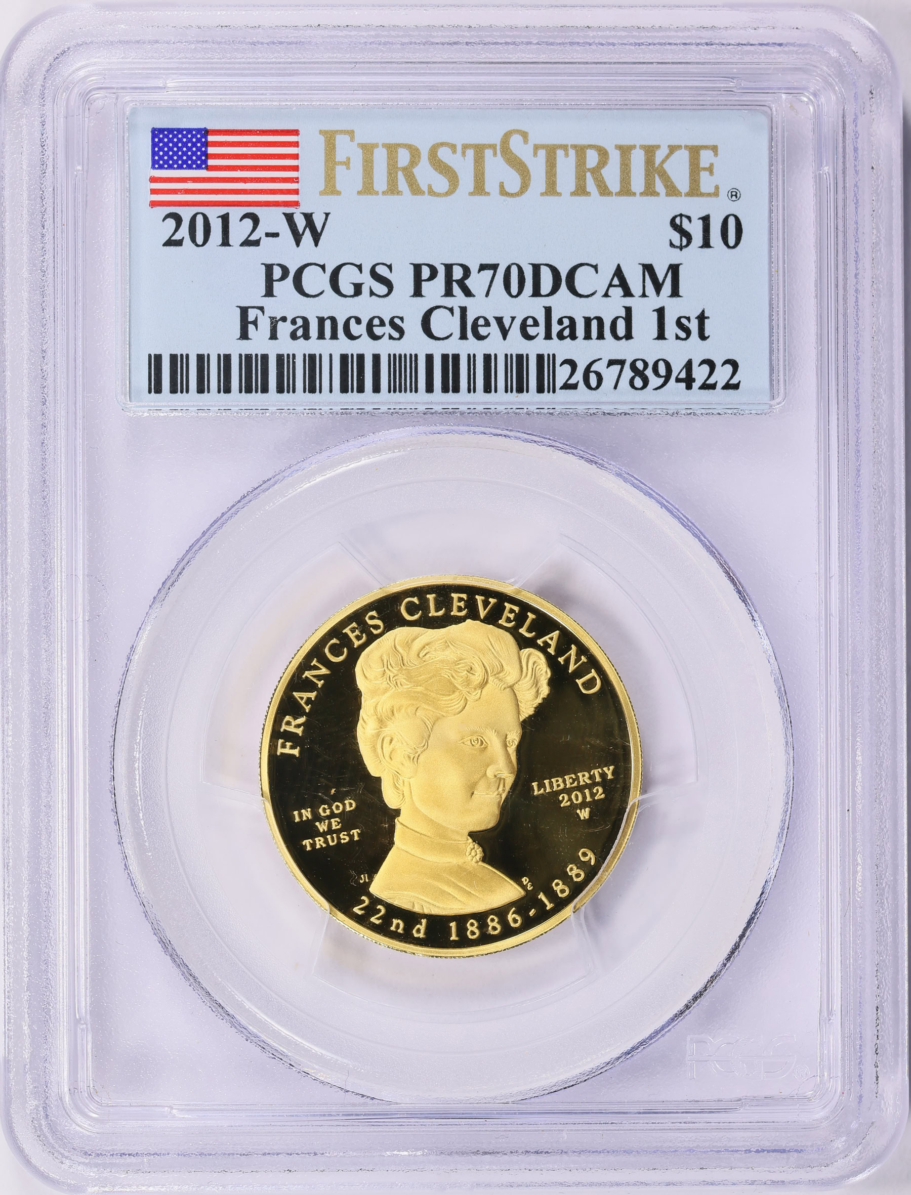 2012-W First Spouse $10 Gold Frances Cleveland 1st Term First