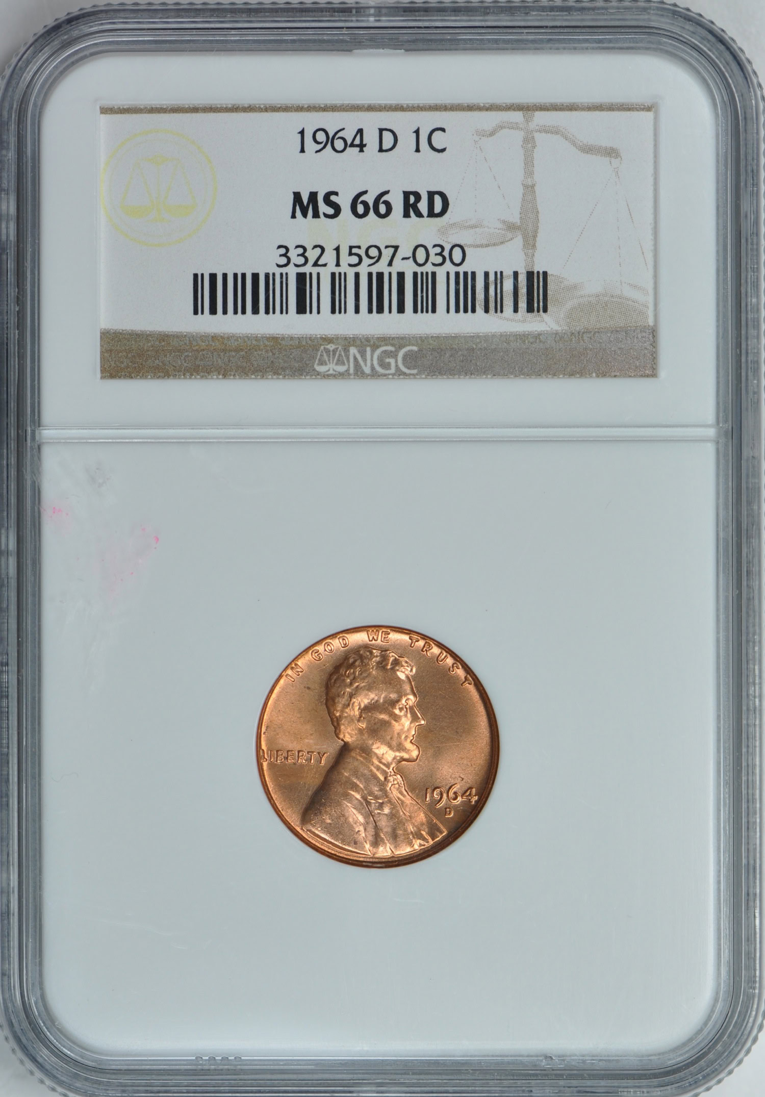 1964-D Lincoln Cent NGC MS-66 RD (Item 174372) | GreatCollections
