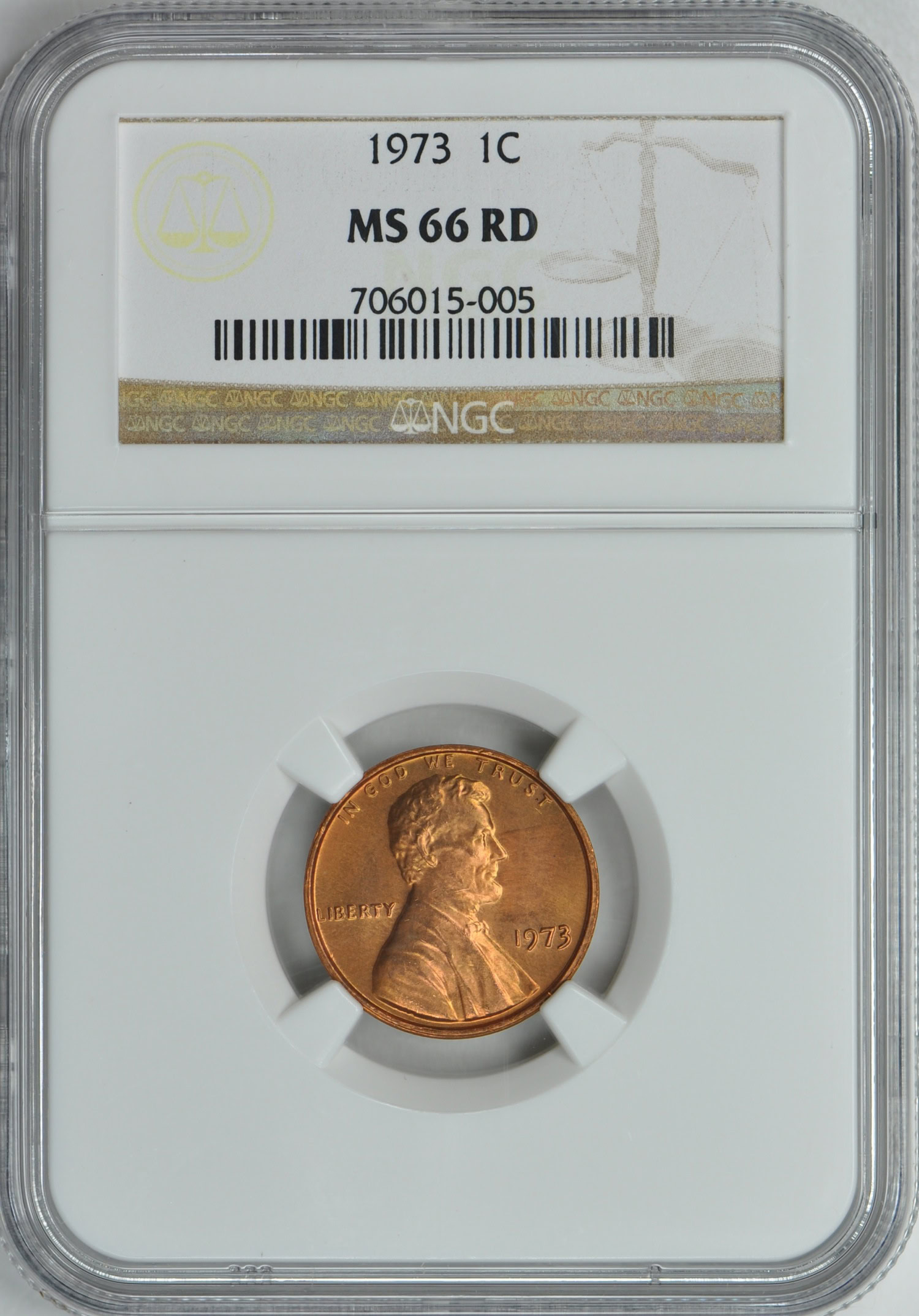 1973 Lincoln Cent NGC MS-66 RD (Item 174382) | GreatCollections