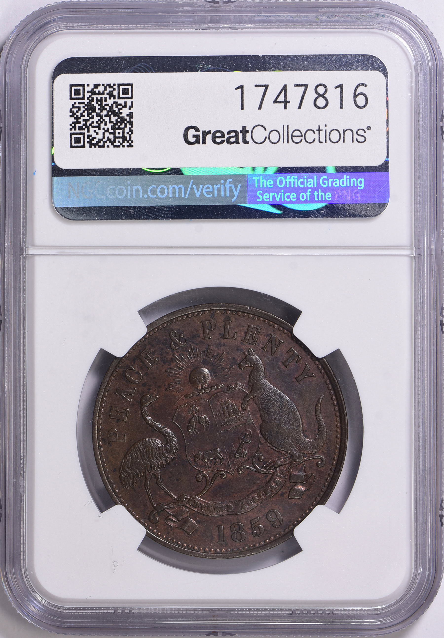 オーストラリア鉱山記念 Australia - Melbourne, Victoria 1859 Penny Token Peace & Plenty KM