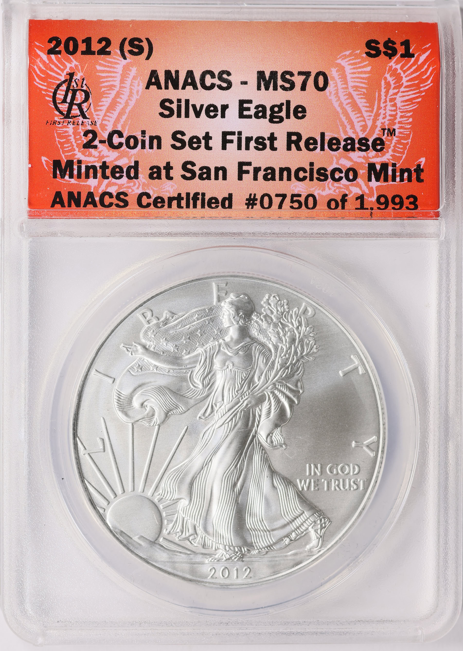 2012-(S) $1 Silver Eagle Struck at San Francisco First Release